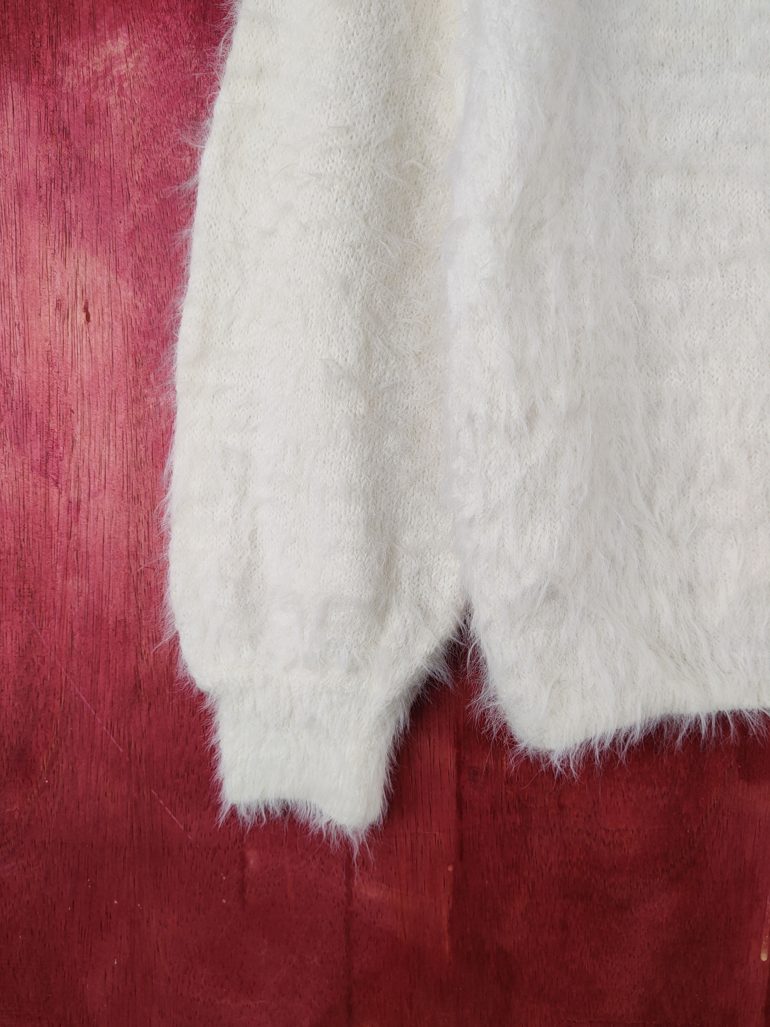 Homespun Knitwear Glacier Ivory Shag Shaggy Fur Mohair Knitwear #S2081 Size M / US 6-8 / IT 42-44 - 4 Thumbnail