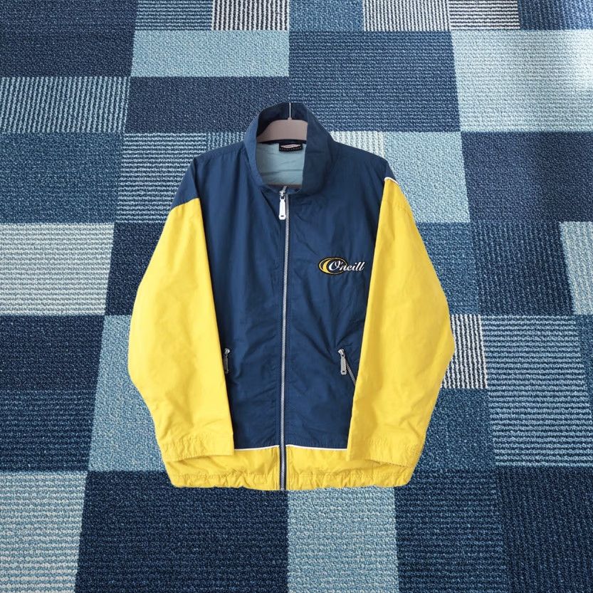 VINTAGE O'NEILL Jacket Small S Blue Yellow 90s Logo Windbreaker Men