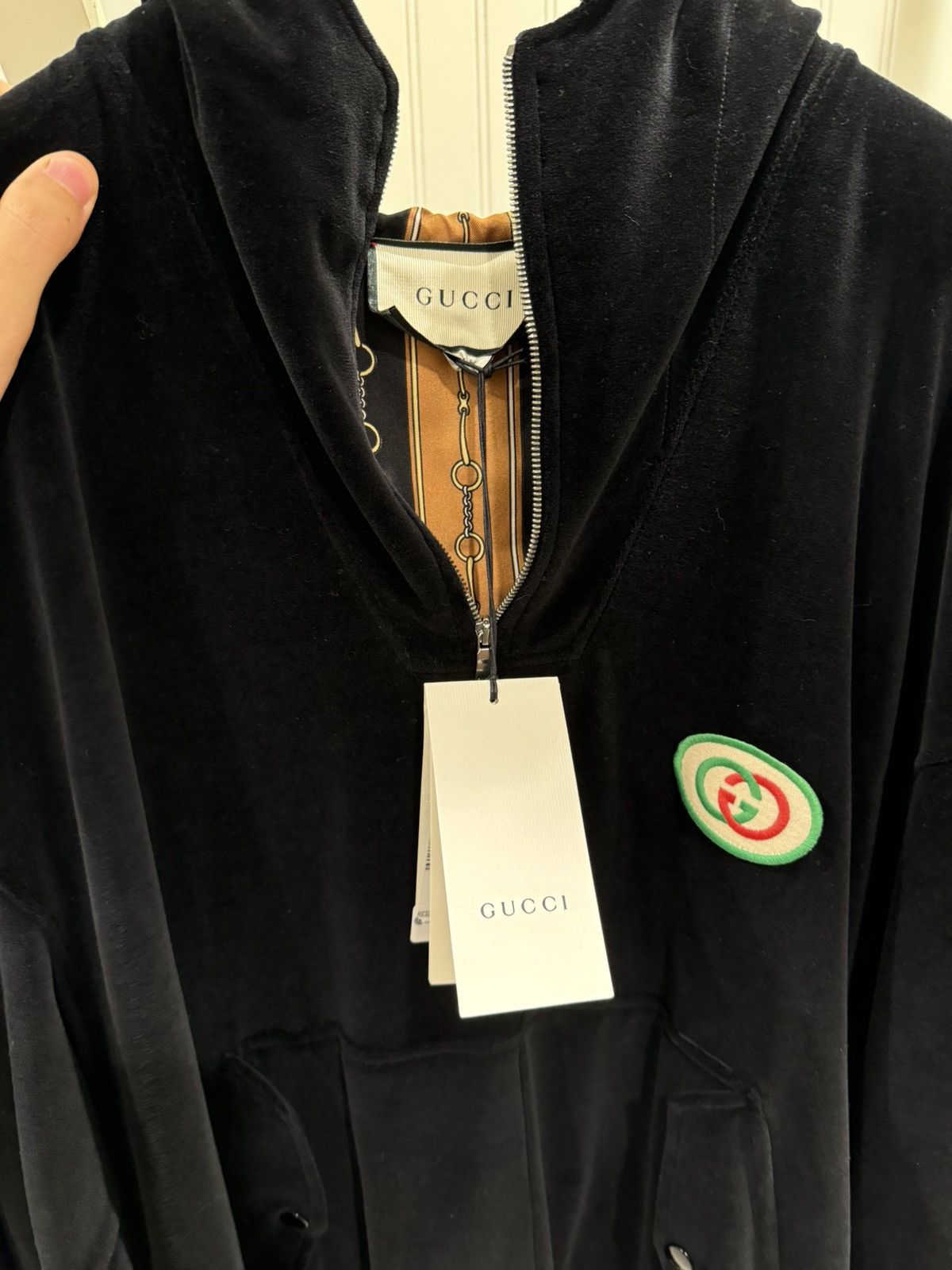 Gucci Gucci GG Logo Velour Half Zip Hoodie Size US XS / EU 42 / 0 - 11 Thumbnail