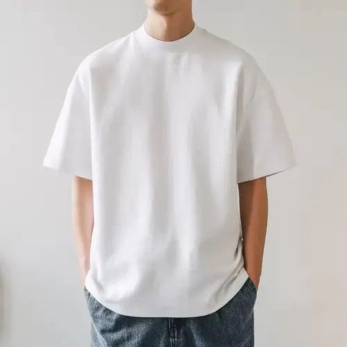VIBE Cotton White Oversized Basic Casual Tee Shirt Size US XL / EU 56 / 4 - 1 Thumbnail