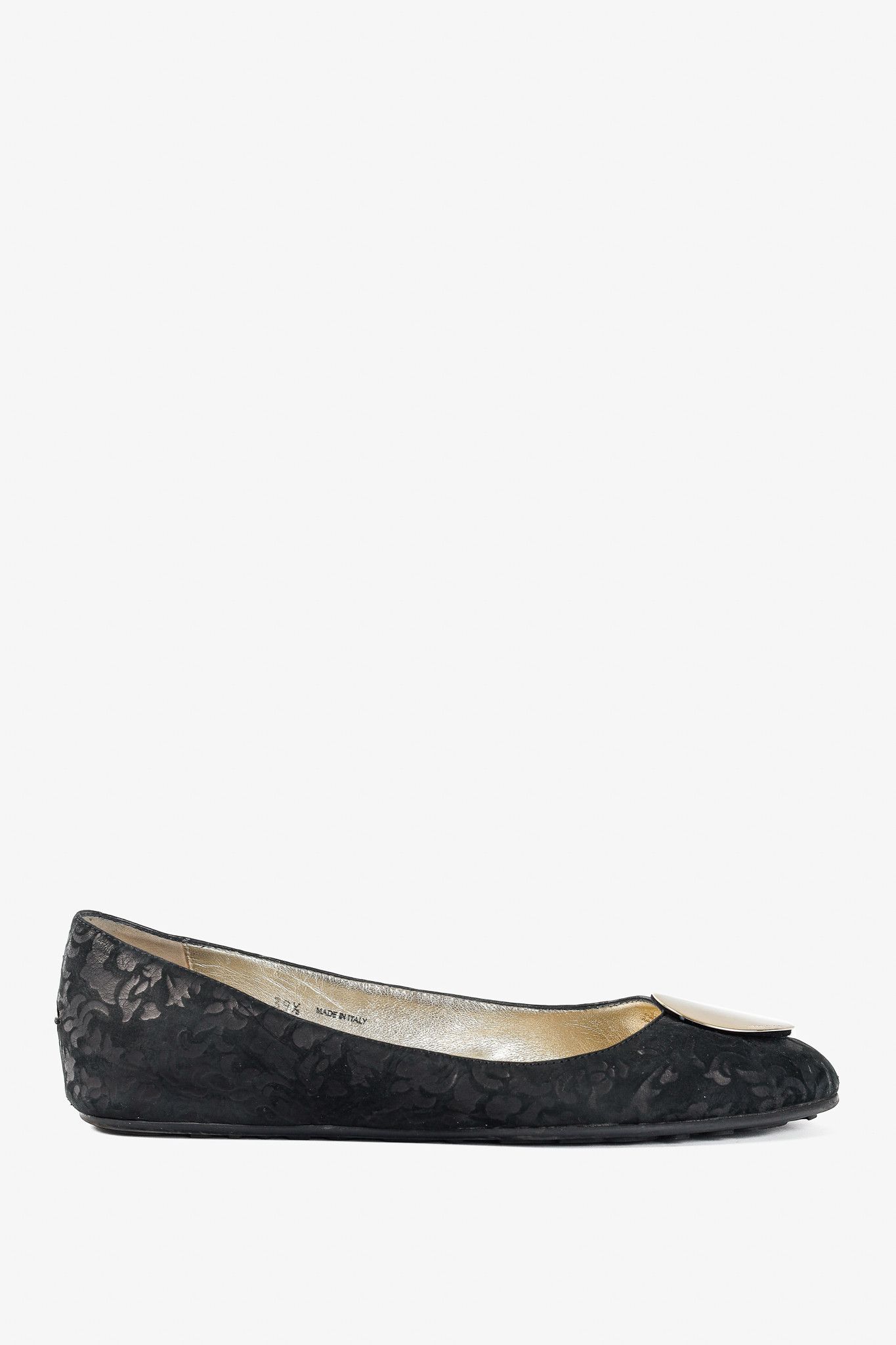 Jimmy Choo Jimmy Choo Wray Black Baroque Nubuck Leather Flats Size US 9 / IT 39 - 2 Thumbnail