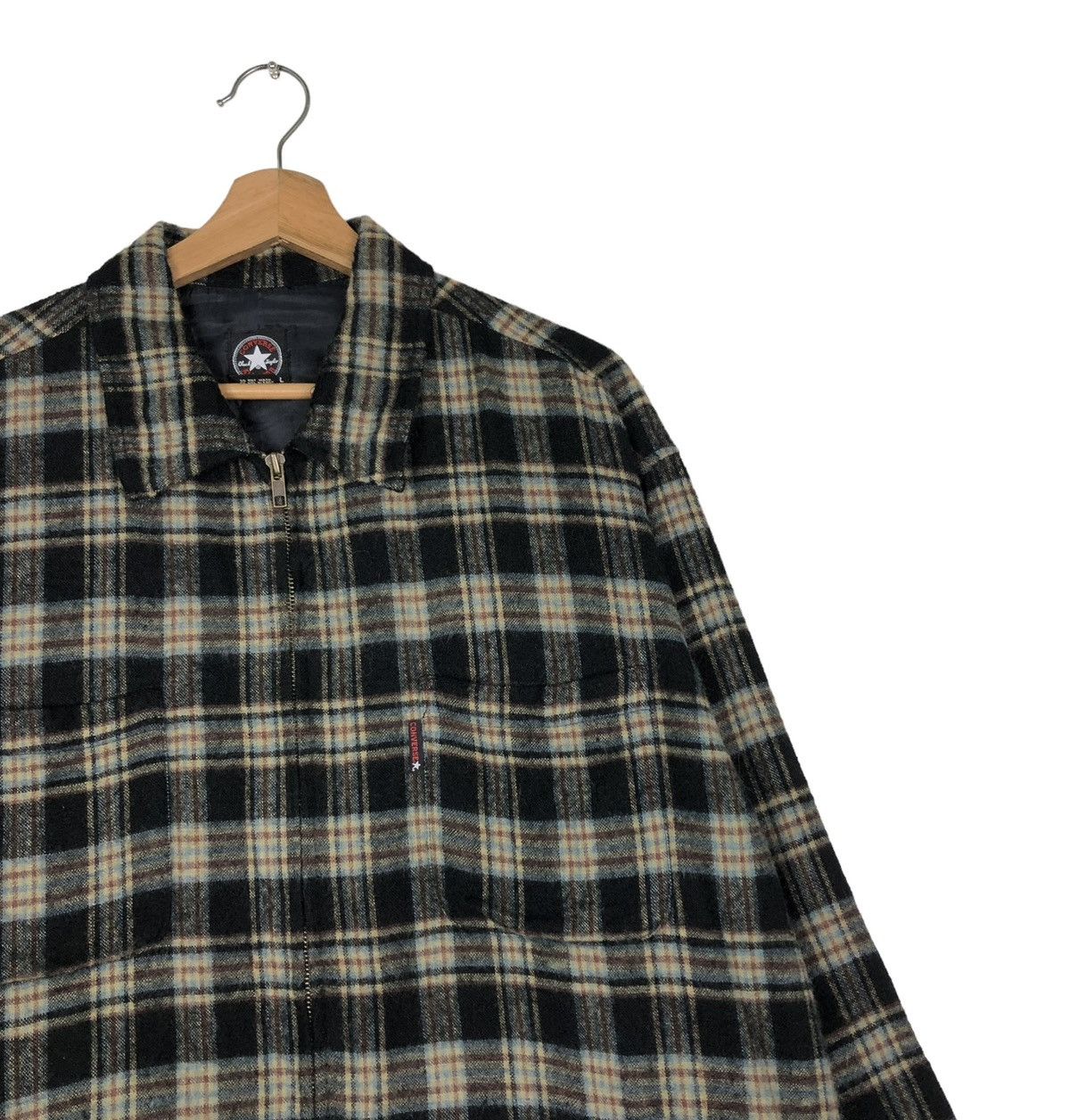 Flannel 🔥VINTAGE ZIPPER FLANNEL JACKET CONVERSE ALL STAR TARTAN Size US L / EU 52-54 / 3 - 6 Thumbnail