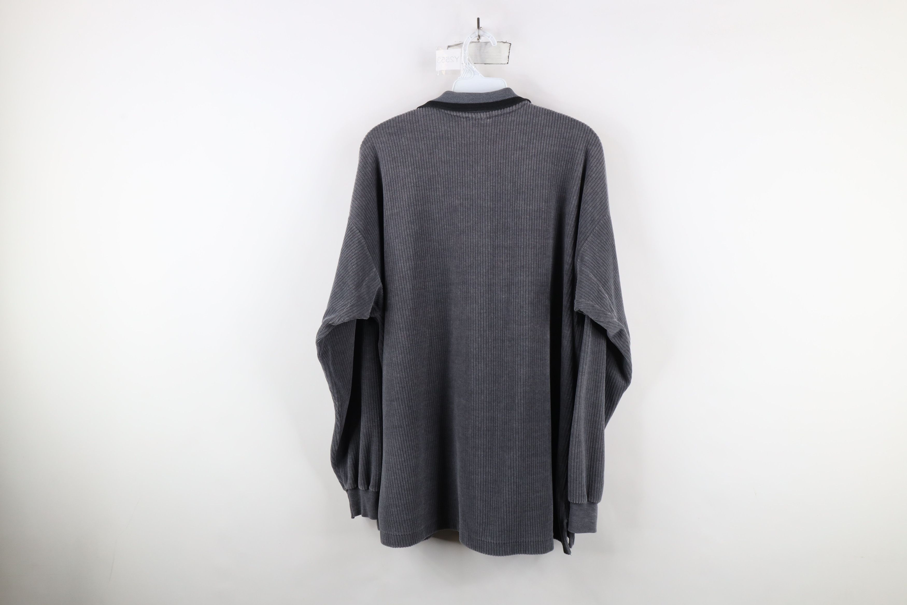 Vintage Vintage 90s Streetwear Fleece Collared Polo Sweater Gray USA Size US XL / EU 56 / 4 - 10 Thumbnail