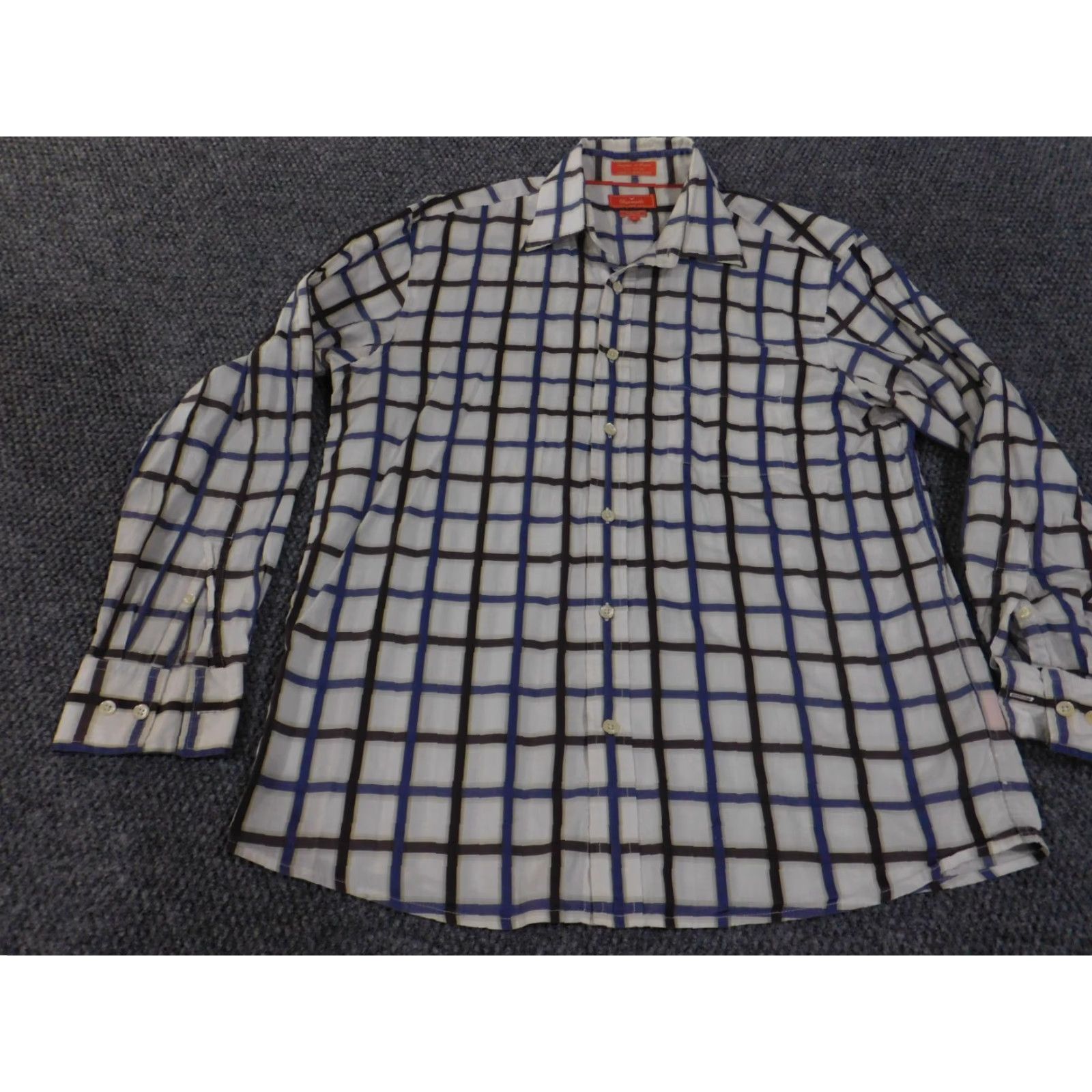 Faconnable Façonnable Shirt Mens M White Plaid Button-Up Button-Down Cotton Linen Hong Kong Logo Retro Western Size US M / EU 48-50 / 2 - 3 Thumbnail