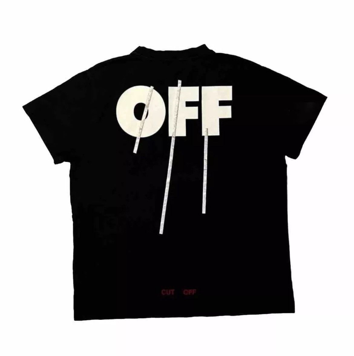 image of Off White Off-White Cut Off Silver Printed T-Shirt C/o Virgil Abloh in Black, Men's (Size Large)