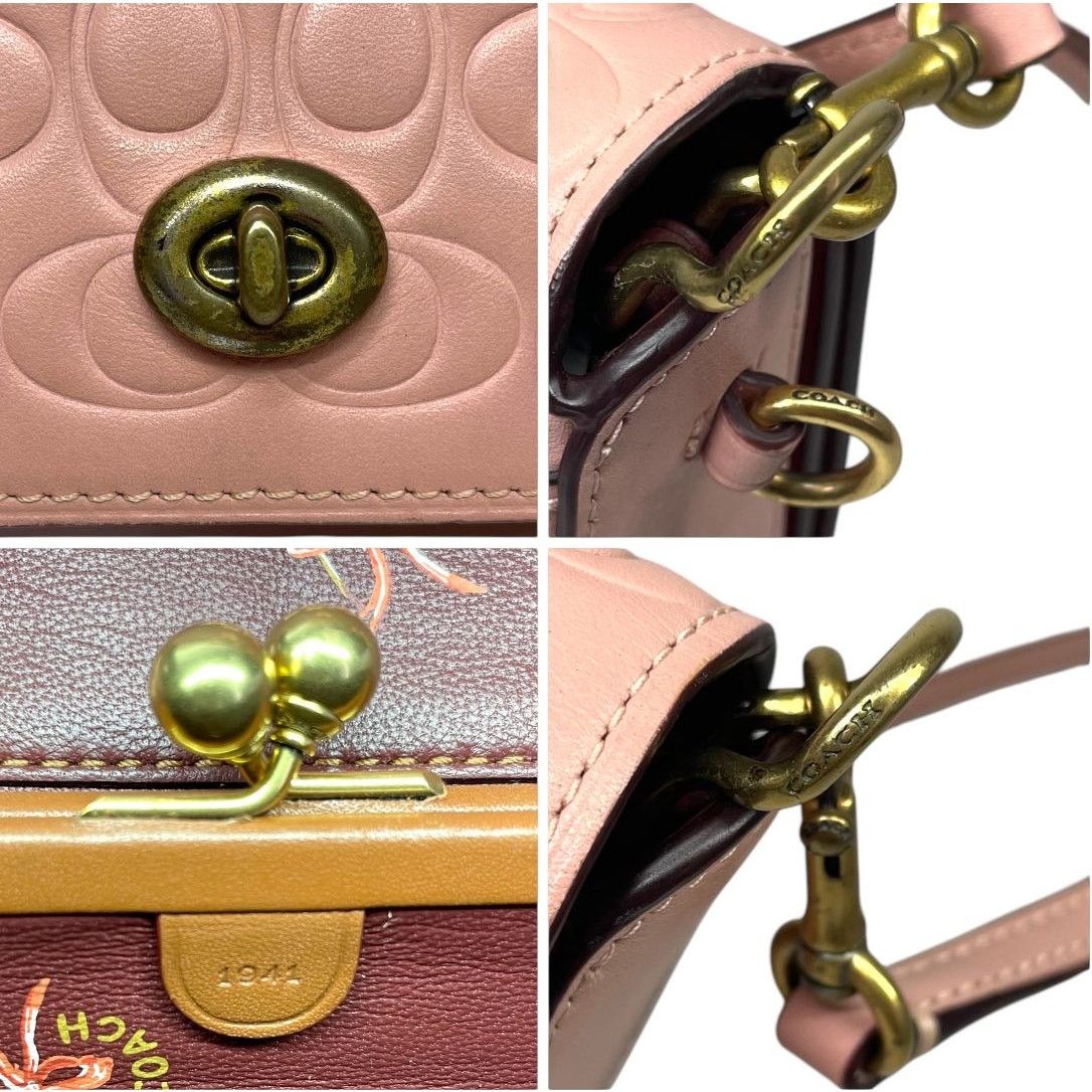 Coach Coach Dinky Crossbody Pink Embossed Kisslock Size ONE SIZE - 3 Thumbnail