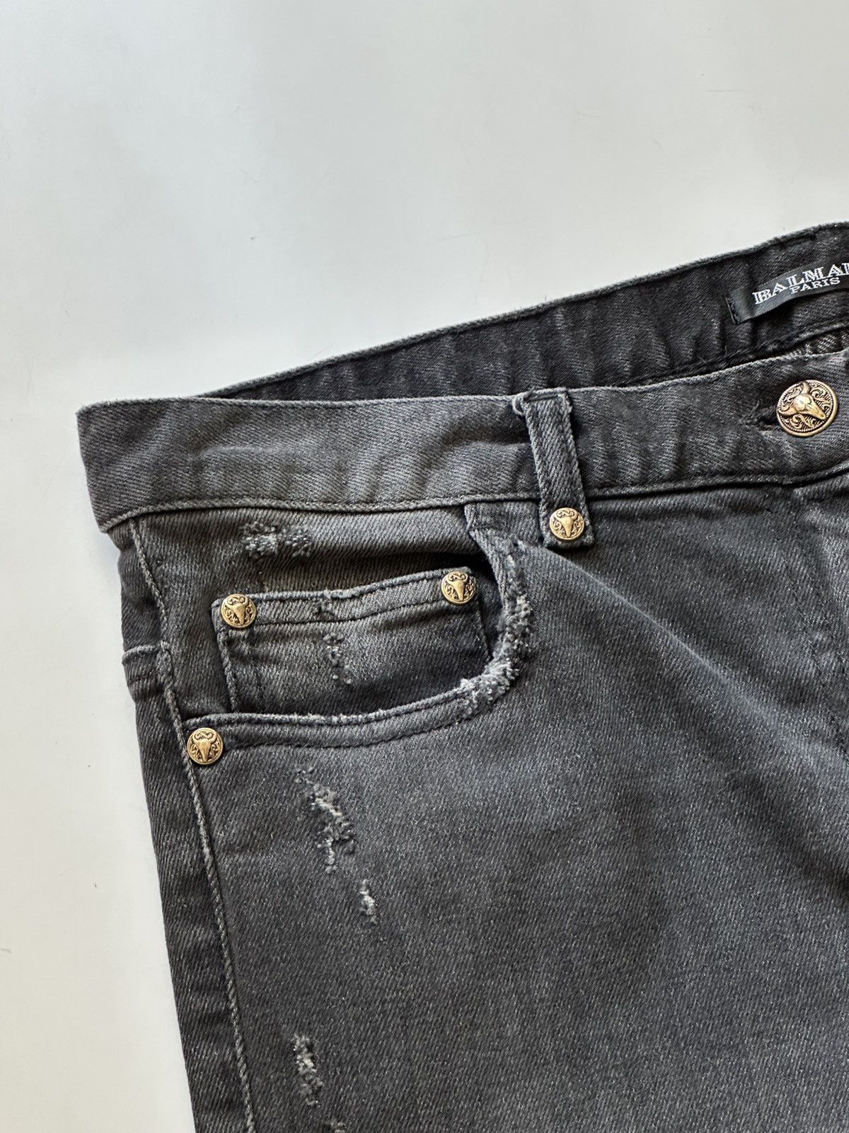 Balmain BALMAIN Decarnin SS2011 Distressed Skinny Gray Denim Jeans Size US 29 - 7 Thumbnail
