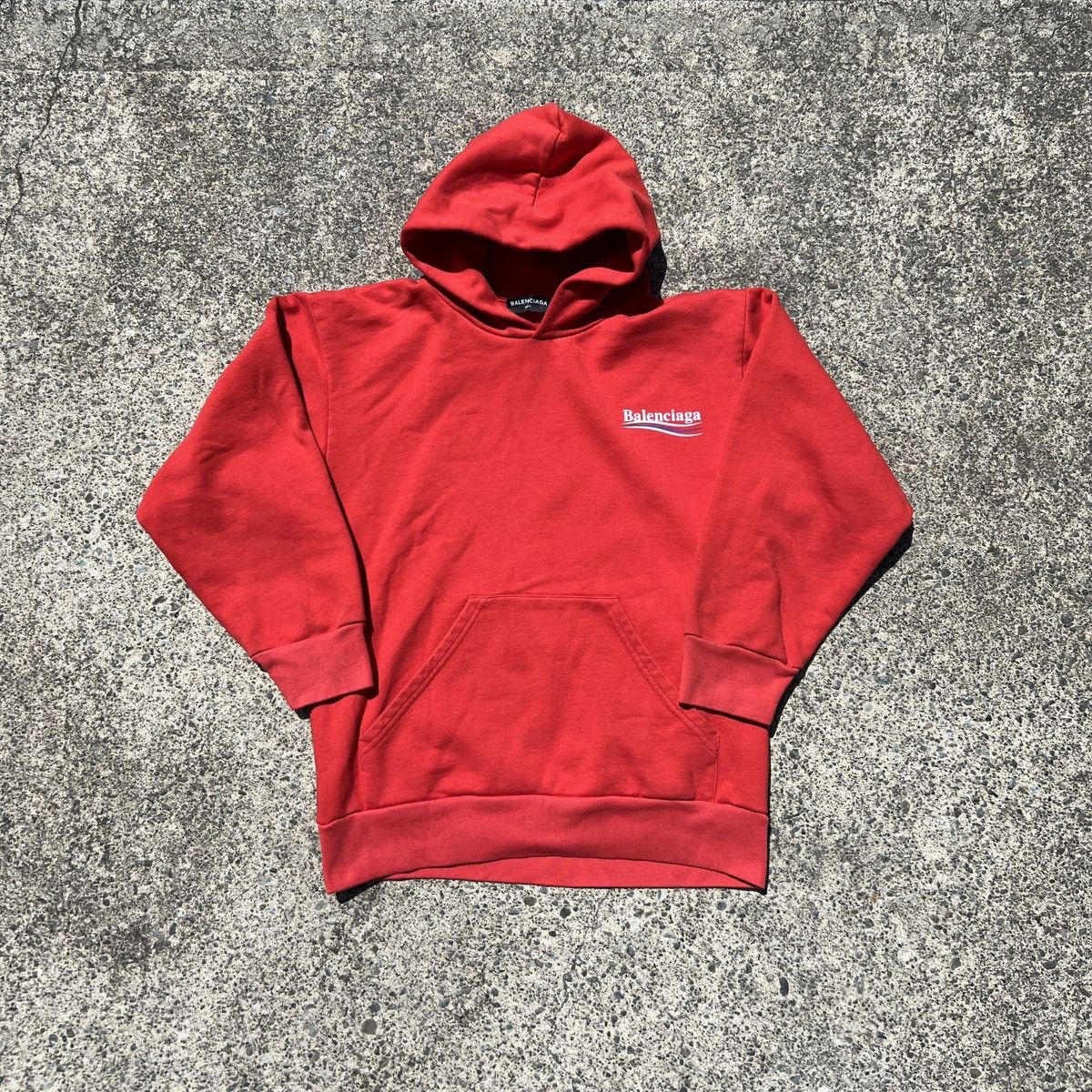 image of Balenciaga Political Campaign Hoodie in Red, Women's (Size Small)