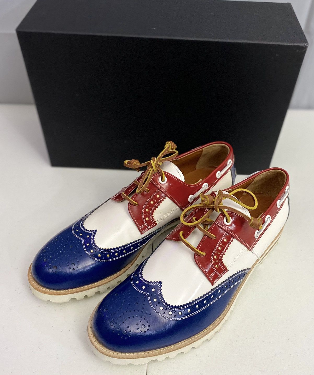 Dsquared2 Dsquared2 🇮🇹 R/W/B Leather Handmade Brogue Boat Shoes 8.5 NEW Size US 8.5 / EU 41-42 - 17 Thumbnail