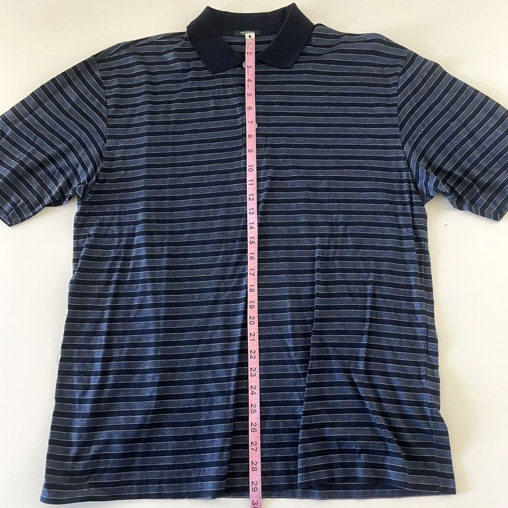 Vintage Marbas Blue Striped Short Sleeve Polo Shirt Men Large Button-Up Shirt Size US L / EU 52-54 / 3 - 4 Thumbnail