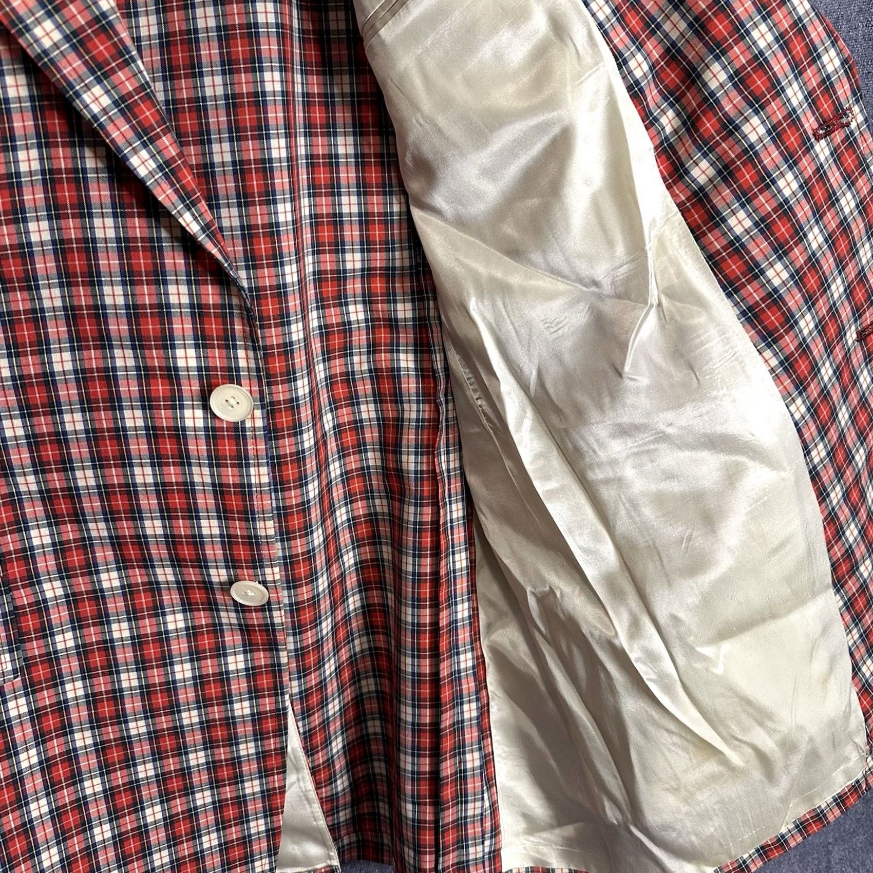 Vintage VINTAGE Kingsridge Sport Coat Red Jacket Blazer L/XL Button Up Plaid Mens Suit Size 42R - 6 Thumbnail