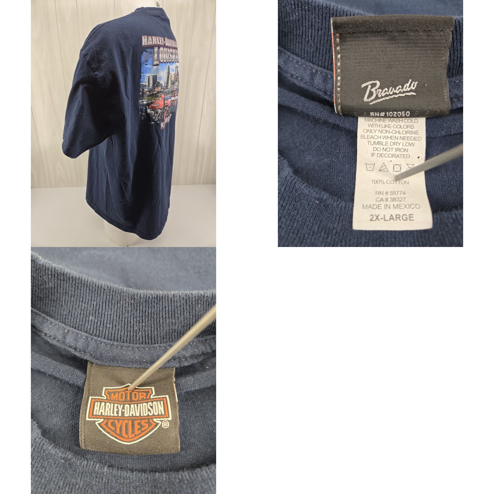Harley Davidson Harley-Davidson T-Shirt Louisville Kentucky 2XL Mens Blue 2 Sided Graphic Print Crew Neck Short Sleeve Vintage No Size US XXL / EU 58 / 5 - 9 Thumbnail