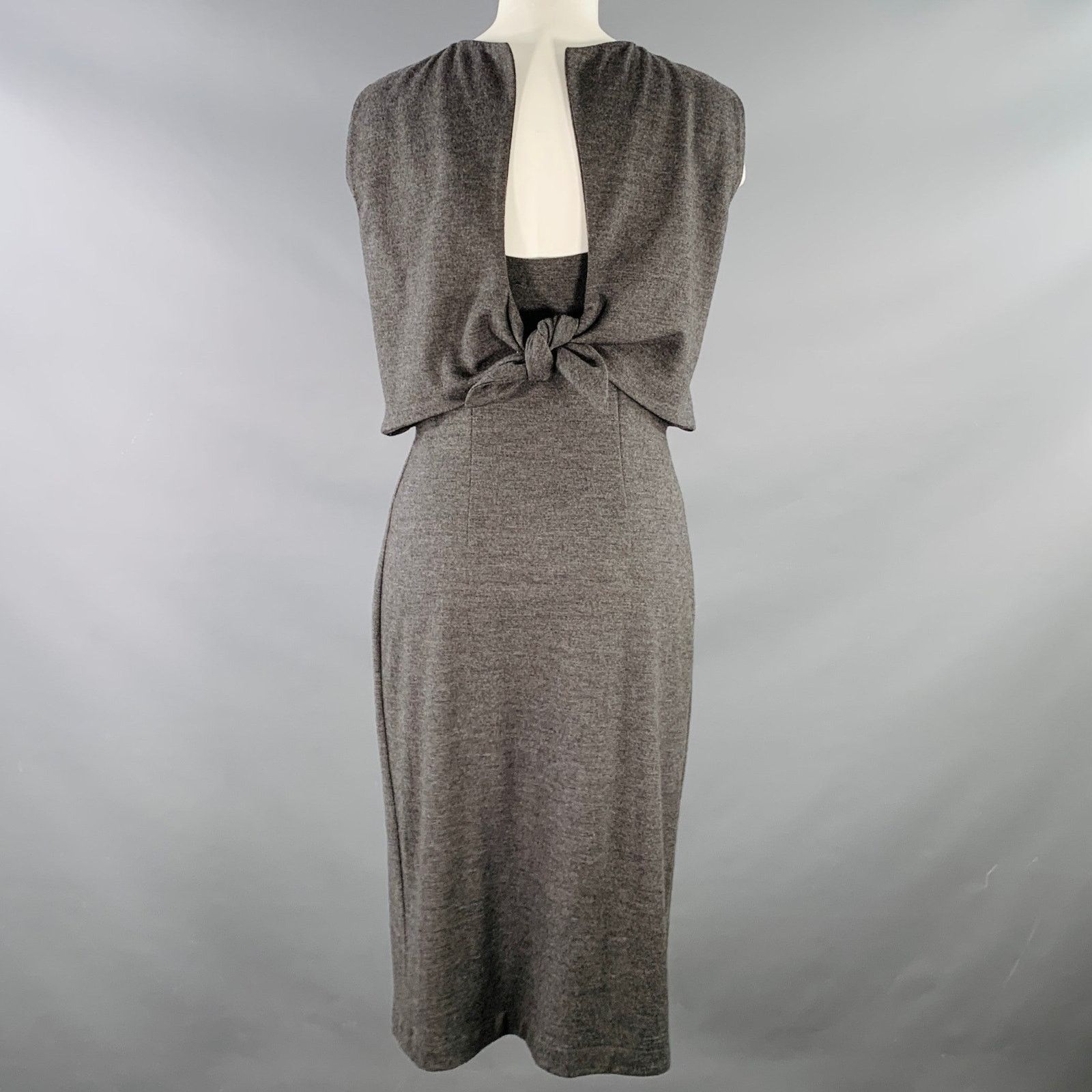 Jil Sander Size 6 Heather Grey Jersey Sleeveless Tie Back Sheath Dress Size M / US 6-8 / IT 42-44 - 3 Thumbnail