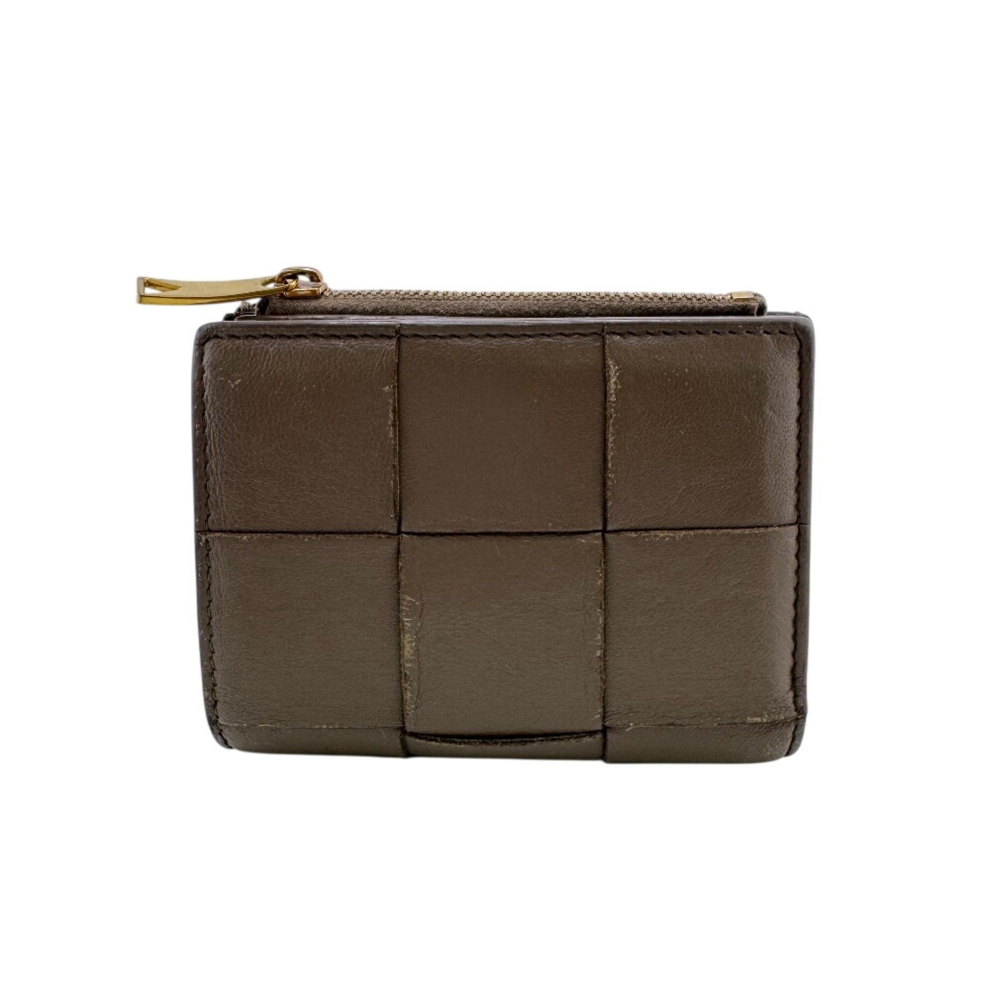 Bottega Veneta Bottega Veneta Compact Wallet Maxi Intrecciato Bifold Brown Size ONE SIZE - 1 Thumbnail