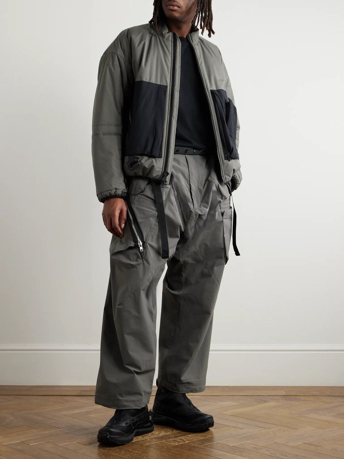 Acronym P30AL-E Wide-Leg Belted Layered Nylon Cargo Trousers - Gray Size US 28 / EU 44 - 2 Thumbnail