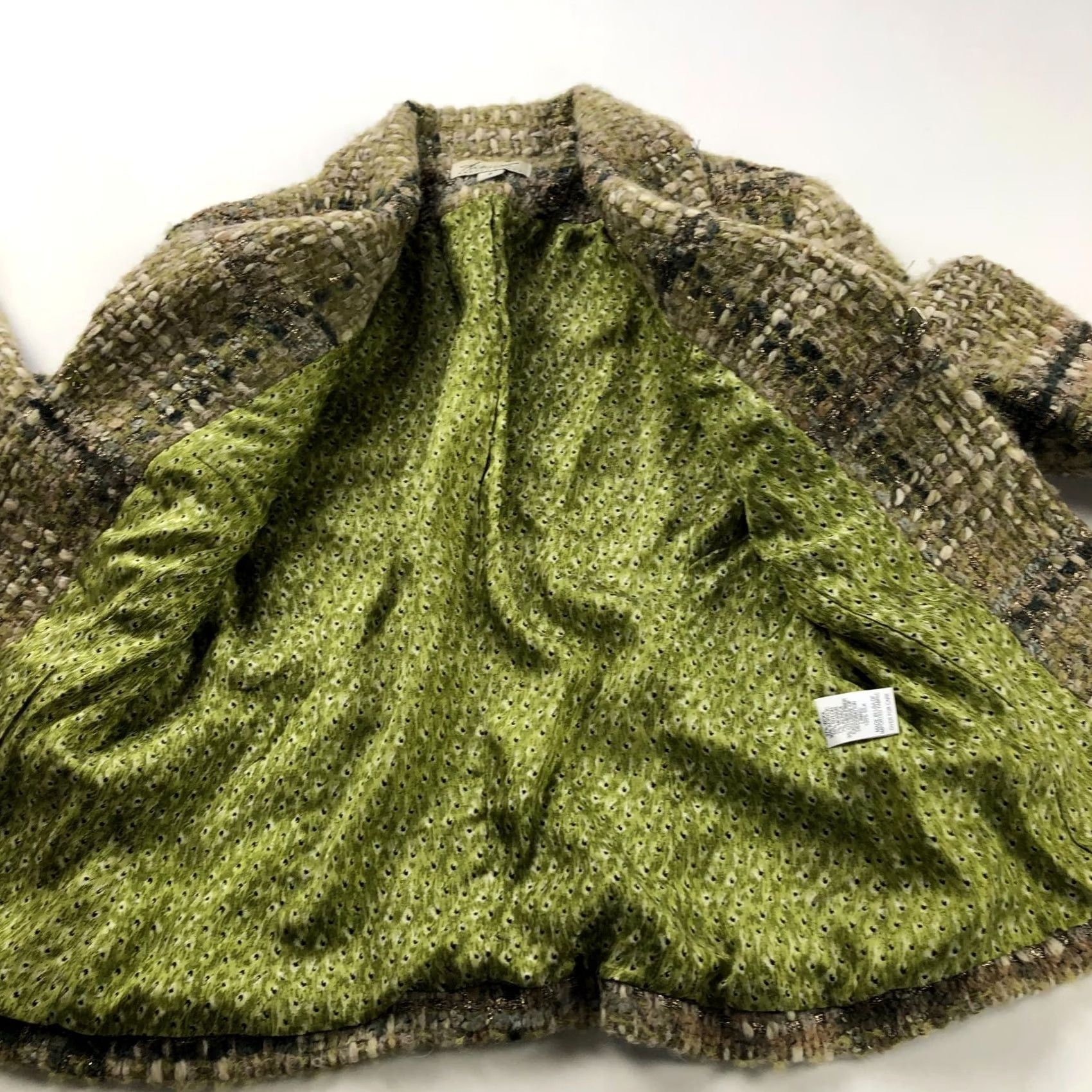 Vintage Andrea Behar Size 6 Tweed Wool Acrylic Open Front Blazer Jacket Brown Green Womens Size M / US 6-8 / IT 42-44 - 7 Thumbnail