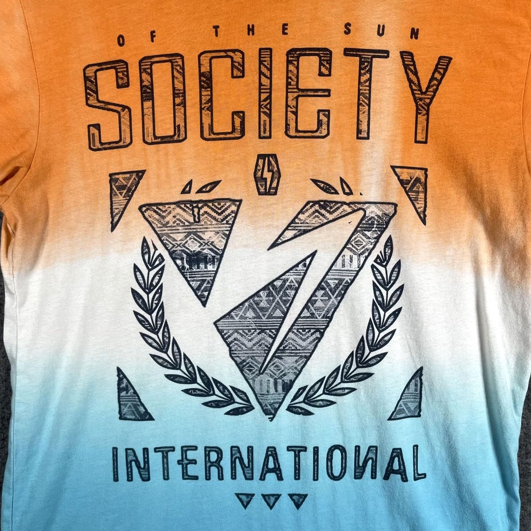 Vintage Society Shirt Mens M Orange Ombre V 2K Style Tee Size US M / EU 48-50 / 2 - 3 Thumbnail