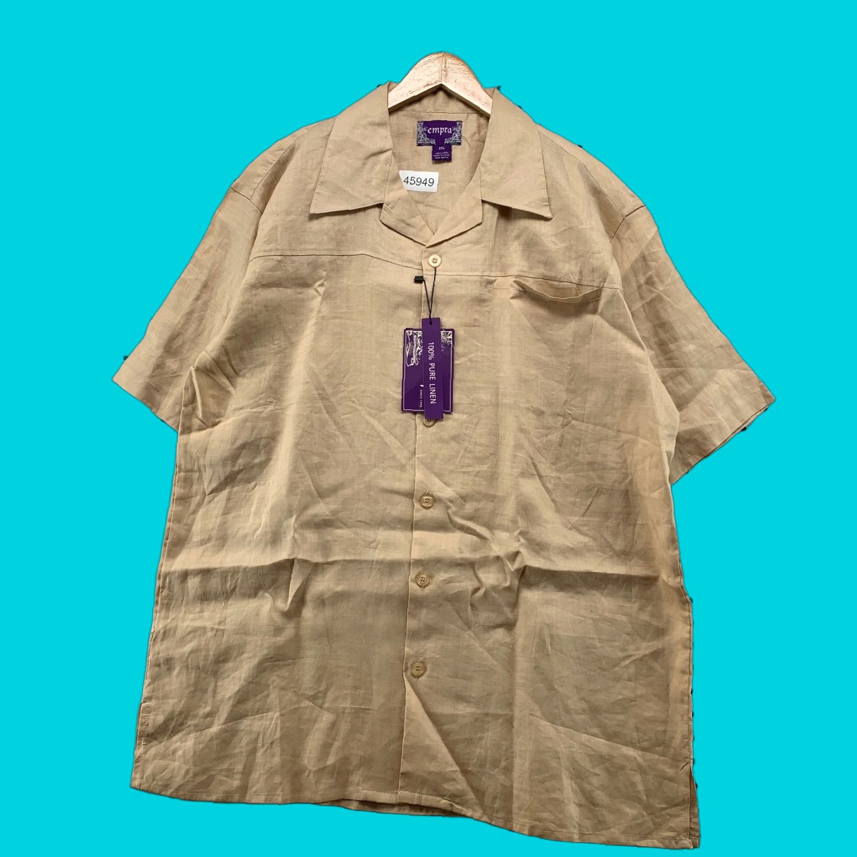 Vintage Empra Button-Up Shirt Mens 2XL Linen Beige Short Sleeve NWT Size US XXL / EU 58 / 5 - 1 Thumbnail