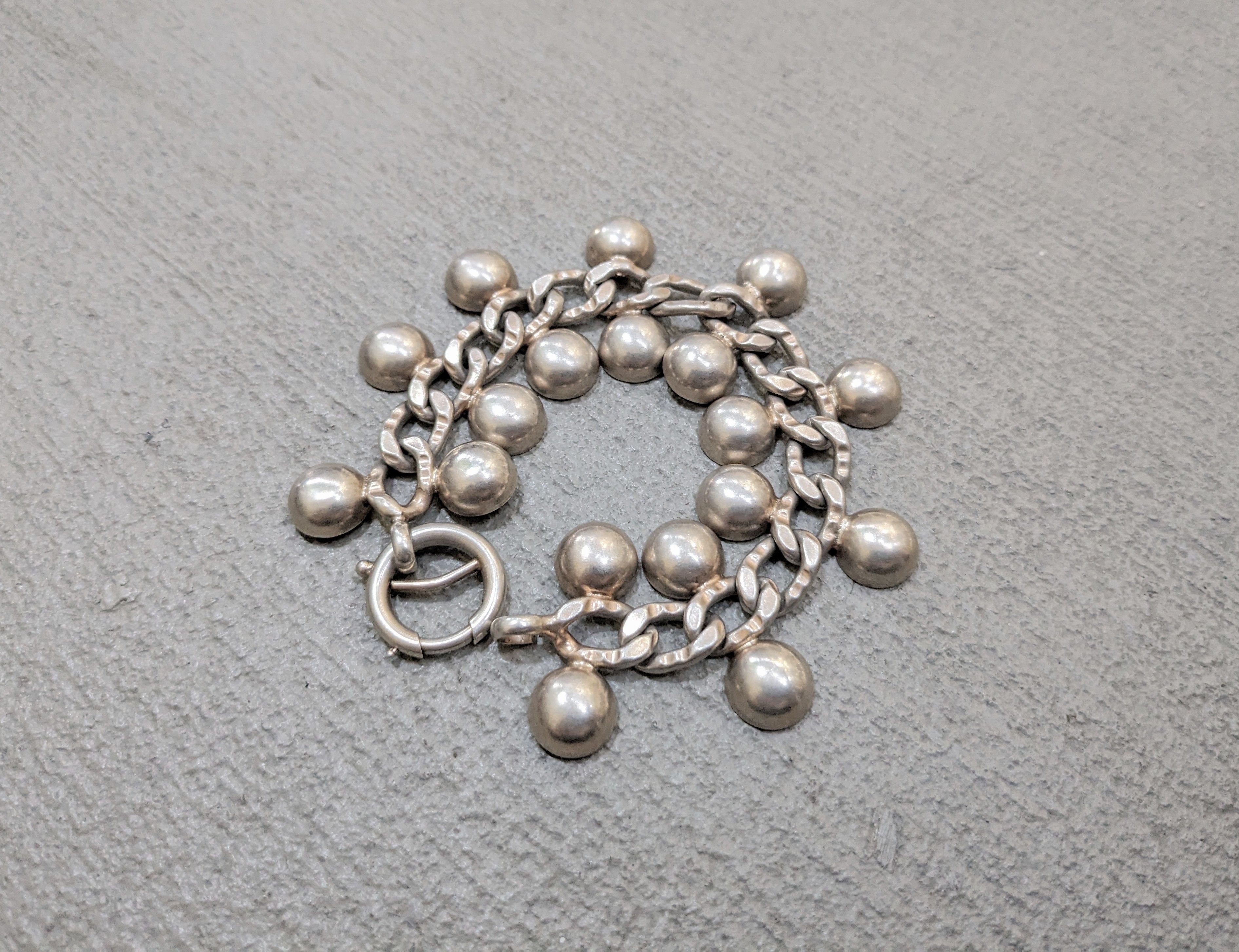 Jewelry Vintage Sterling Silver Bracelet Cuban Chain Charm Link Size ONE SIZE - 1 Thumbnail