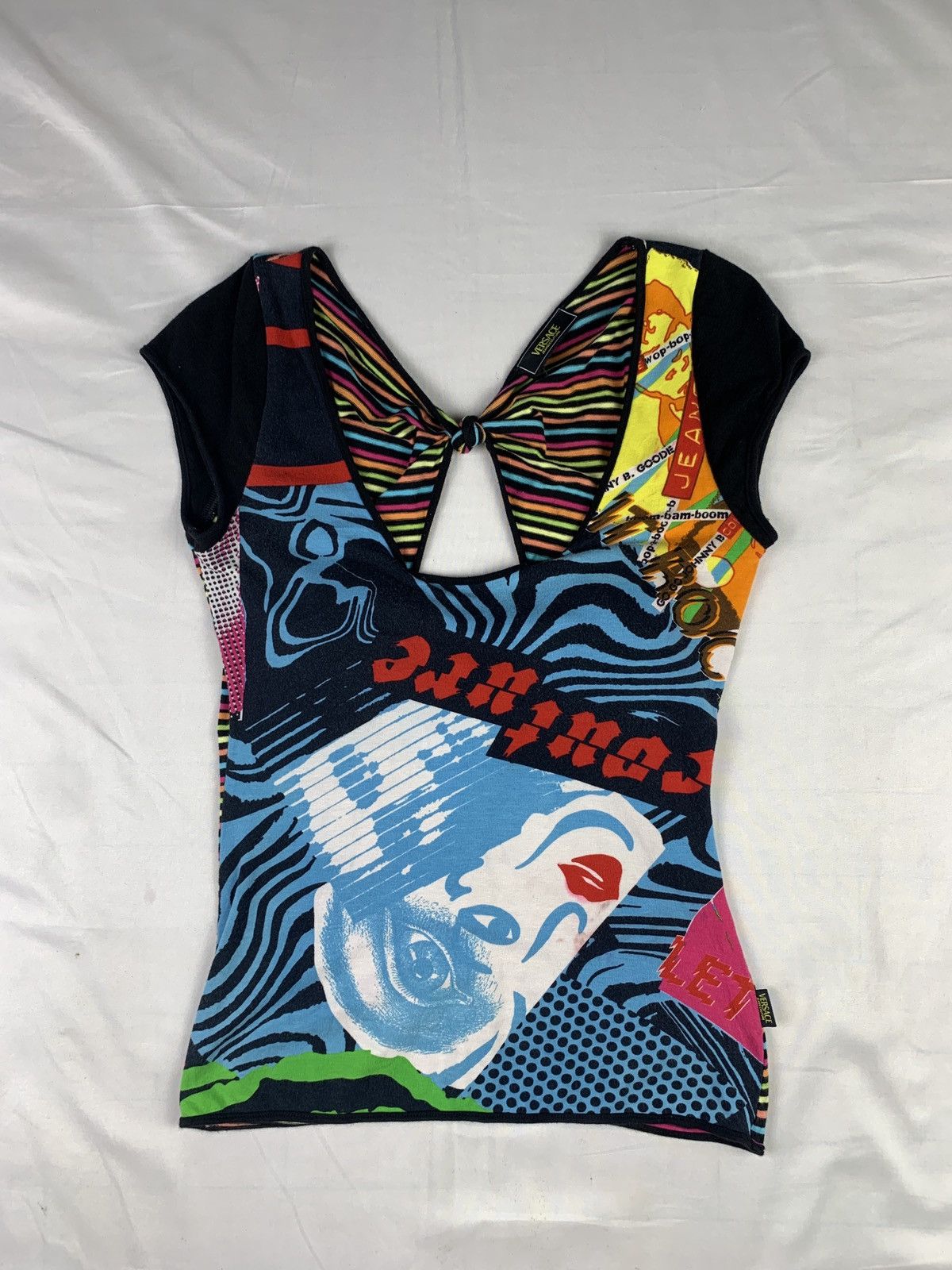 Versace Jeans Couture Versace Jeans Couture Italy Multicolor Graphic Open Back Tee Size S / US 4 / IT 40 - 1 Thumbnail