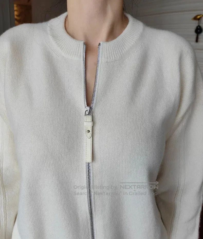 HERMES Cashmere Zip Cardigan Coat.