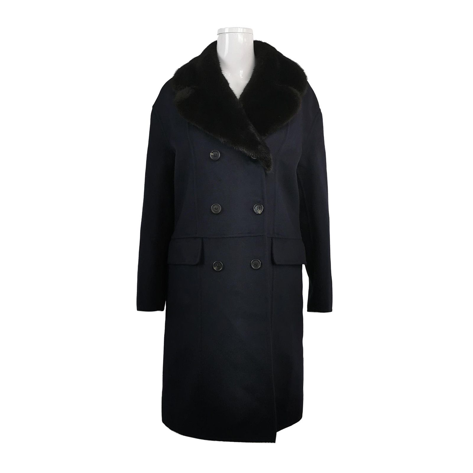 Prada Prada Mink Fur Collar Wool Blend Coat Size 40 Size S / US 4 / IT 40 - 1 Thumbnail