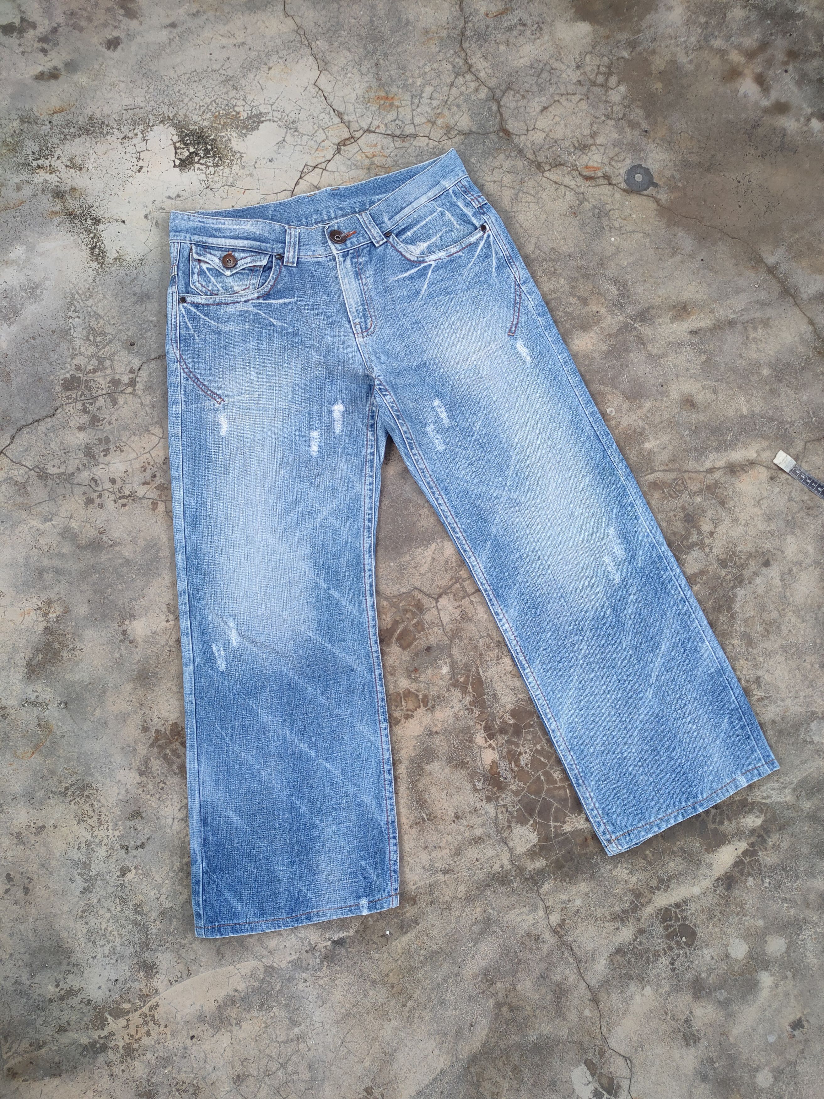 Japanese Brand VINTAGE JAPANESE DENIM BAGGY RIPPEP JEANS PANTS Size US 34 / EU 50 - 2 Thumbnail