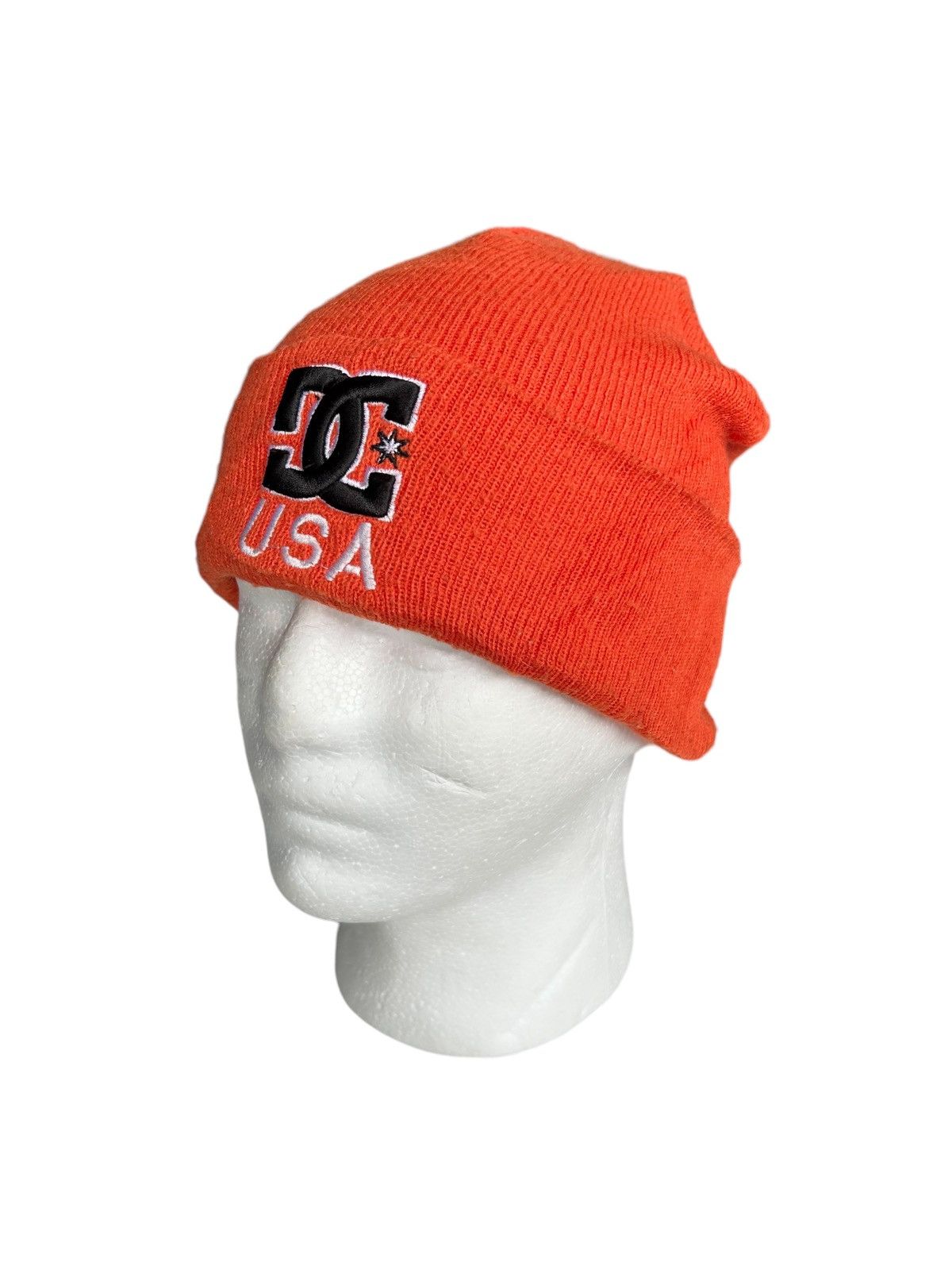 Japanese Brand DC USA Orange Beanie Hats ☠️ Size ONE SIZE - 2 Thumbnail