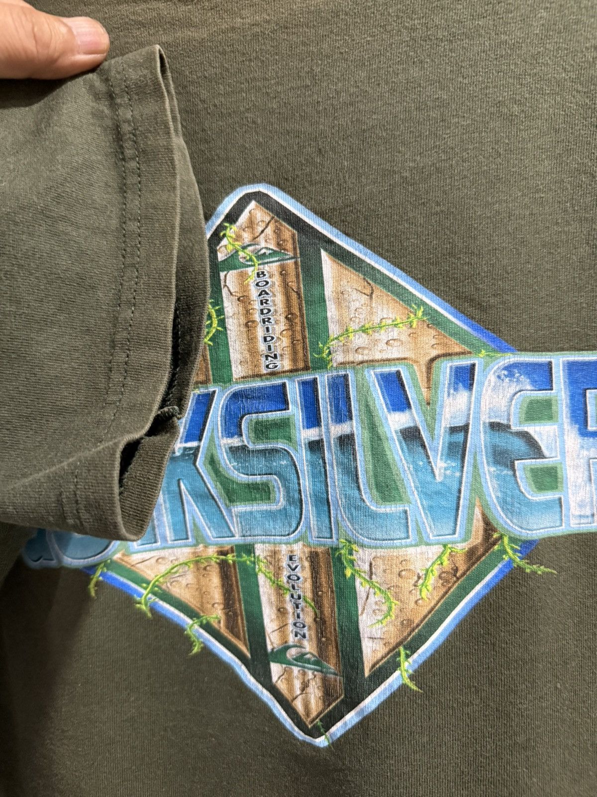 Quiksilver × Vintage Vintage 90s Quiksilver Boarding Evolution Sun Faded Tee Size US L / EU 52-54 / 3 - 5 Thumbnail
