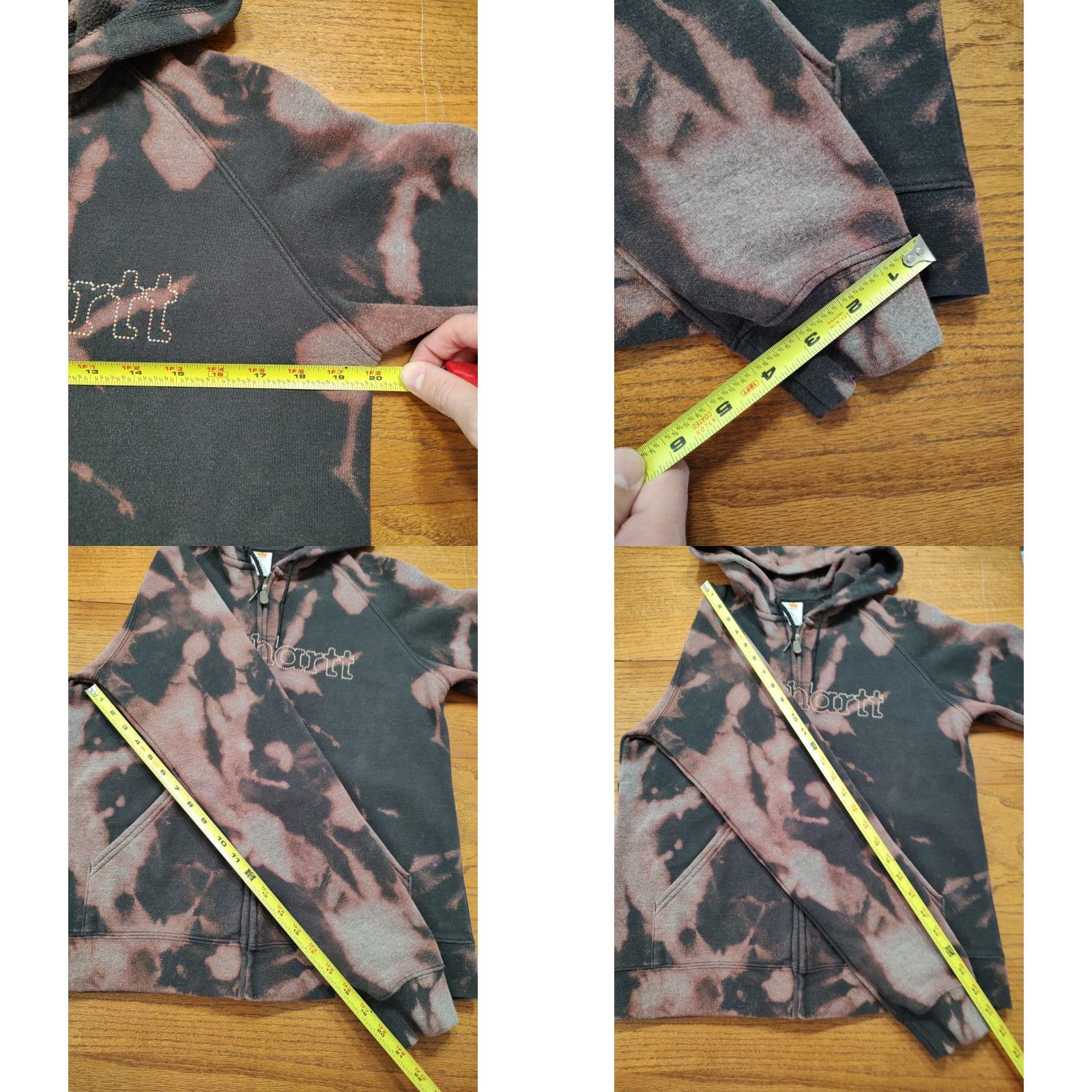 Carhartt VINTAGE Carhartt Embroidered Full Zip Hoodie Sweatshirt Ladies M Black Tie Dye Acid Wash Sweatshirt Size M / US 6-8 / IT 42-44 - 8 Thumbnail