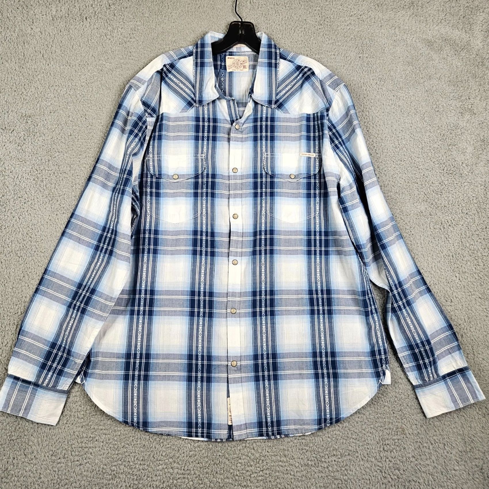 Lucky Brand LUCKY BRAND Men’s Blue Plaid Snap Button Shirt XL Button-Up Casual Denim-Style? Not Denim Size US XL / EU 56 / 4 - 2 Thumbnail