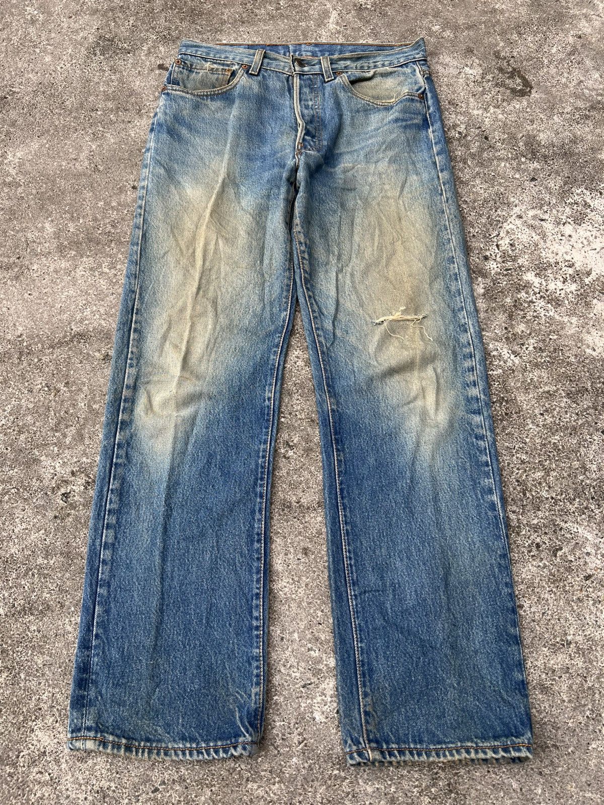Levi's Vintage 80’s Levi’s 501 Distress Mud Wash Jean Very Rare Size US 31 - 1 Thumbnail