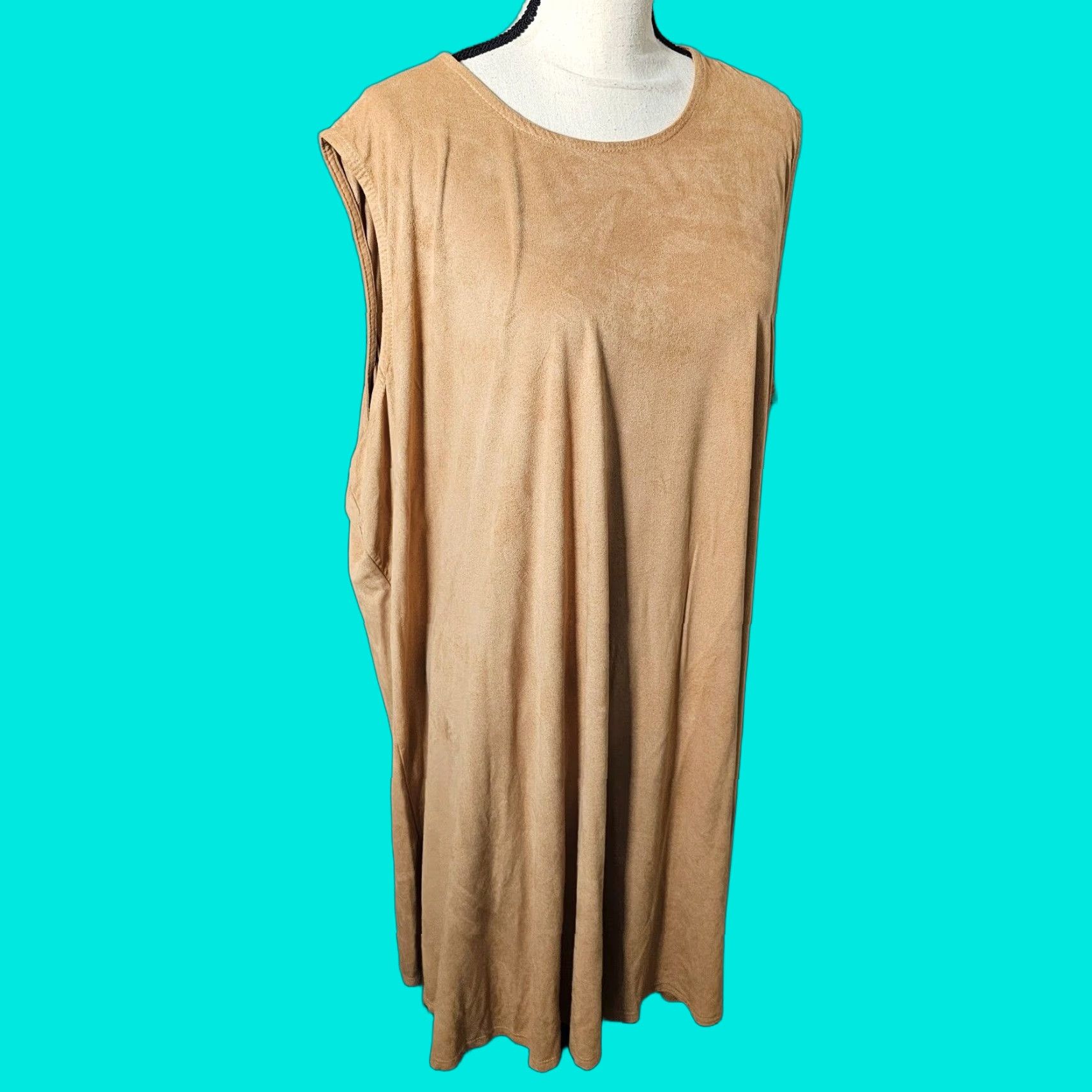 Camel VINTAGE Tiana B Women's Plus Size 3X A-Line Faux Suede Dress Sleeveless Fall Casual Size XXL / US 16-18 / IT 52-54 - 1 Thumbnail