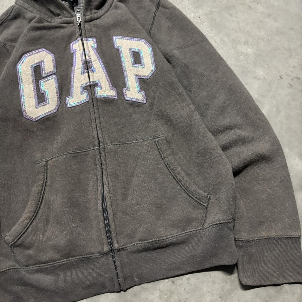 Gap × Vintage Crazy Vintage Y2K/2000s Cute Grey Gap Sparkle Spellout Zip Up Hoodie! Size S / US 4 / IT 40 - 4 Thumbnail