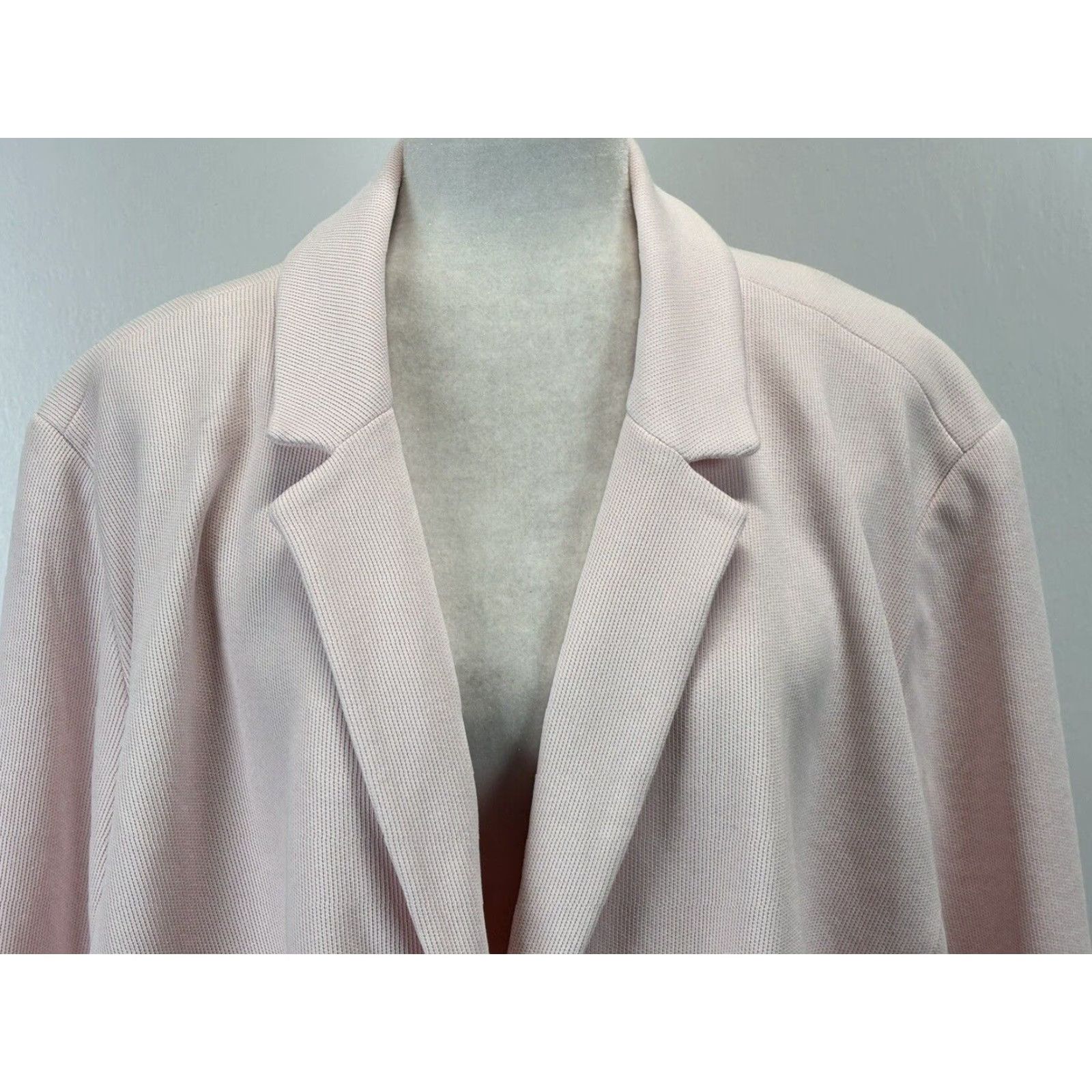 Talbots Talbots Plus Size 26W Pale Pink Knit Blazer Jacket Lined Long Sleeve Womens 100% Cotton Size 4XL / US 24-26 - 5 Thumbnail