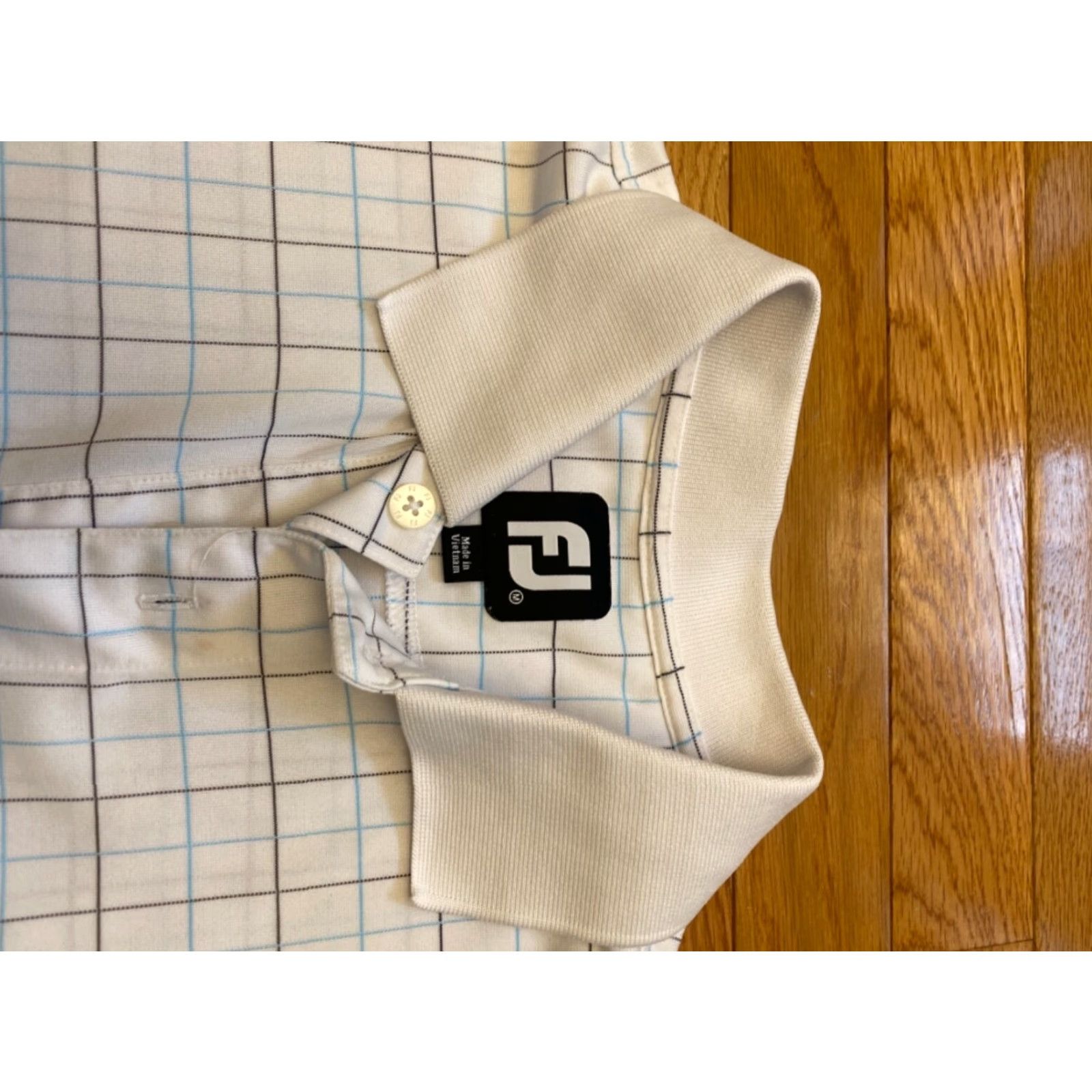 Footjoy FootJoy Whistling Straits Polo Mens M White Blue Striped Golf Shirt Polo Shirt Size US M / EU 48-50 / 2 - 4 Thumbnail