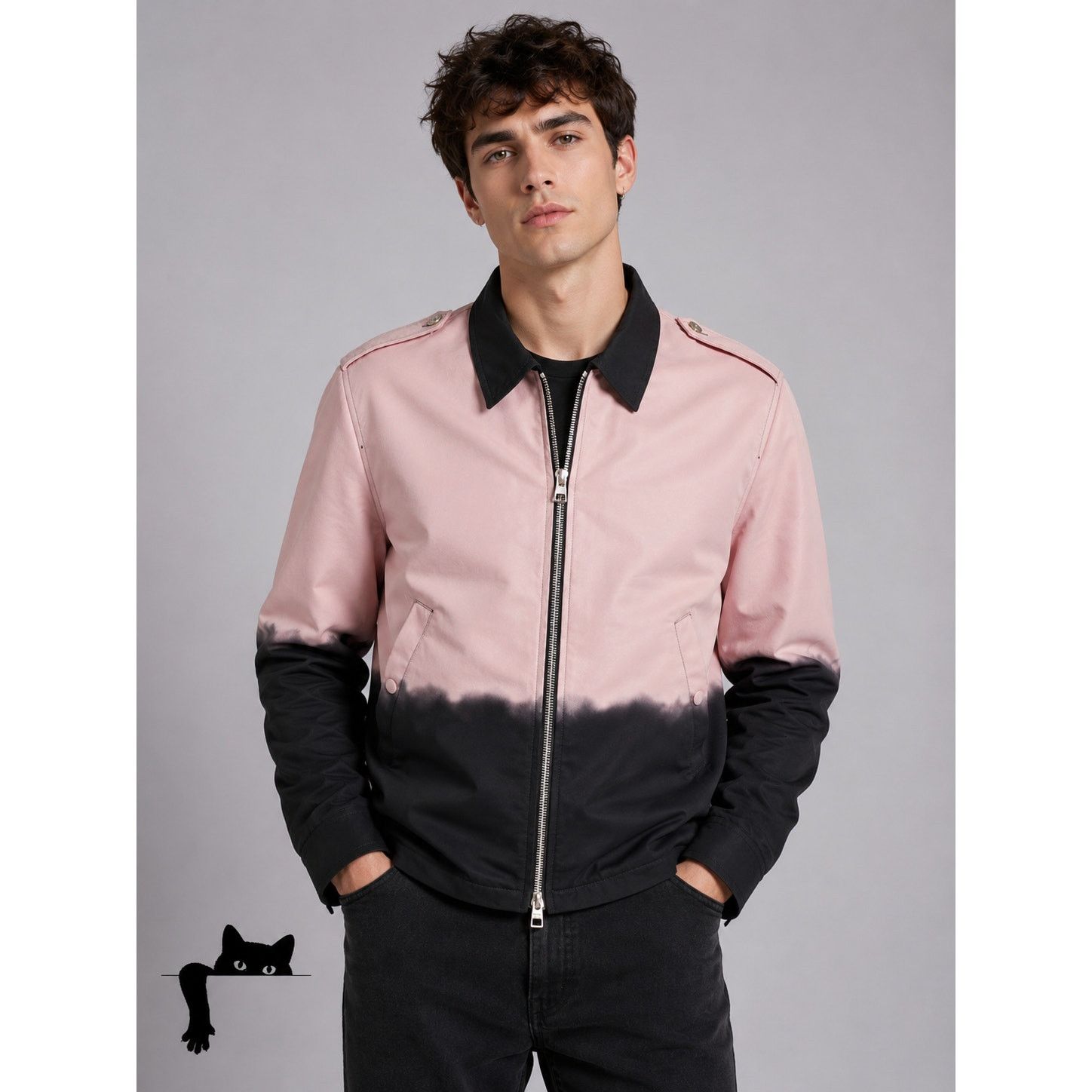 Alexander McQueen Alexander McQueen Pink & Black Dip Dye Front Zip Jacket 50 Size US L / EU 52-54 / 3 - 4 Thumbnail