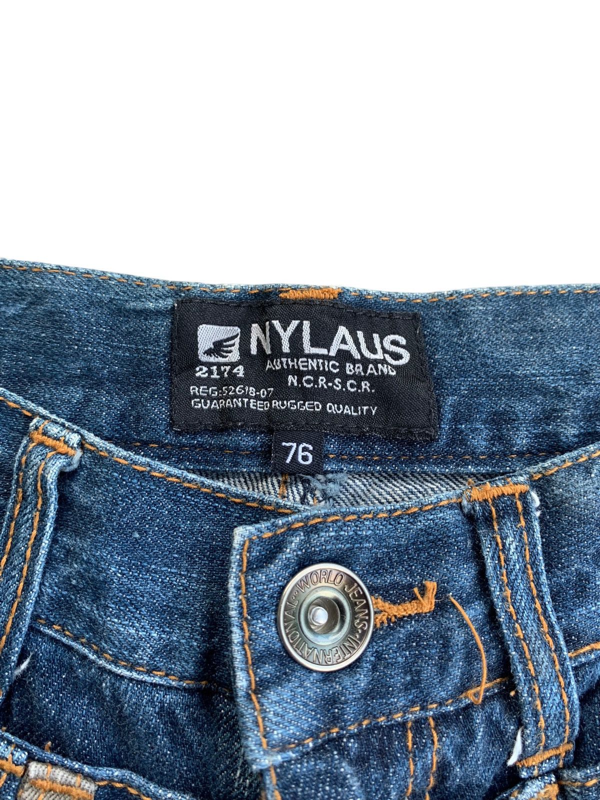 Japanese Brand NYLAUS DOUBLE WAIST MUDWAST DISTRESSED DENIM Size US 29 - 14 Thumbnail