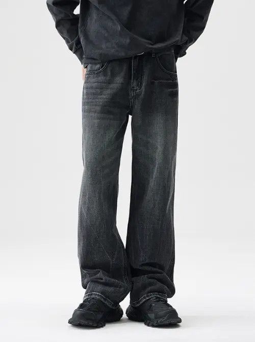 Japanese Brand Men's loose distressed washed wide-leg high street jeans Size US 32 / EU 48 - 6 Thumbnail