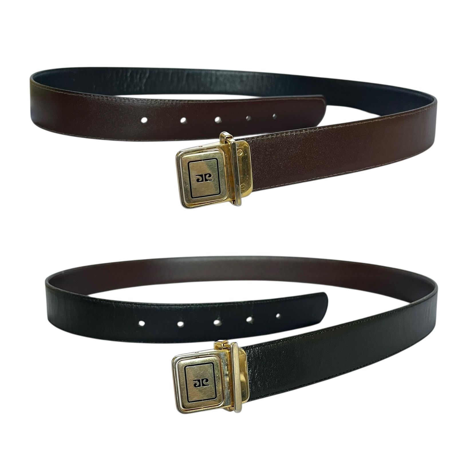 Pierre Cardin Vintage Reversible Leather Black Brown Belt
