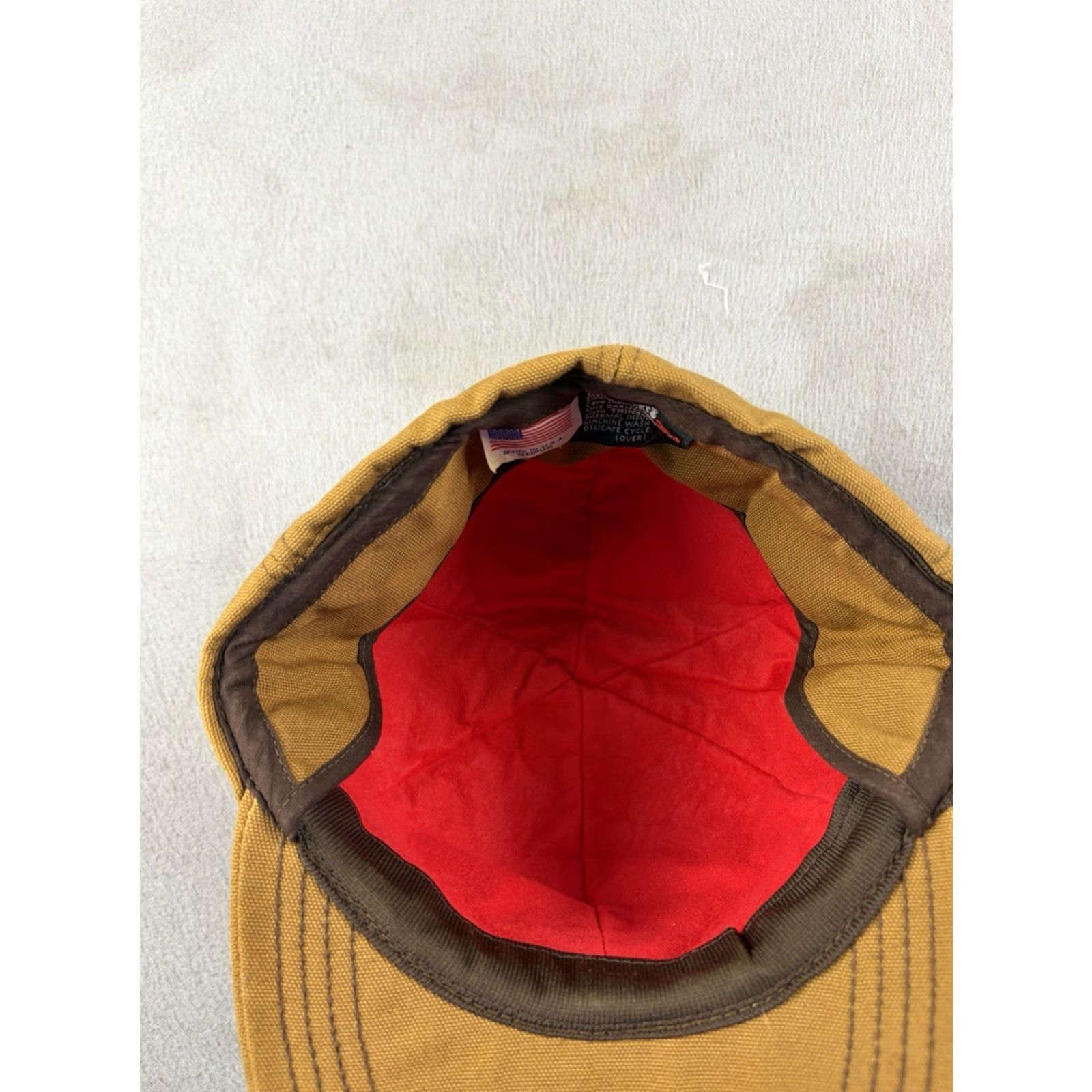 Carhartt VINTAGE Carhartt Hat Cap Trapper Hat Ear Flap Insulated USA Made Medium M Brown Cotton Men Cap Winter 90s Size ONE SIZE - 6 Thumbnail