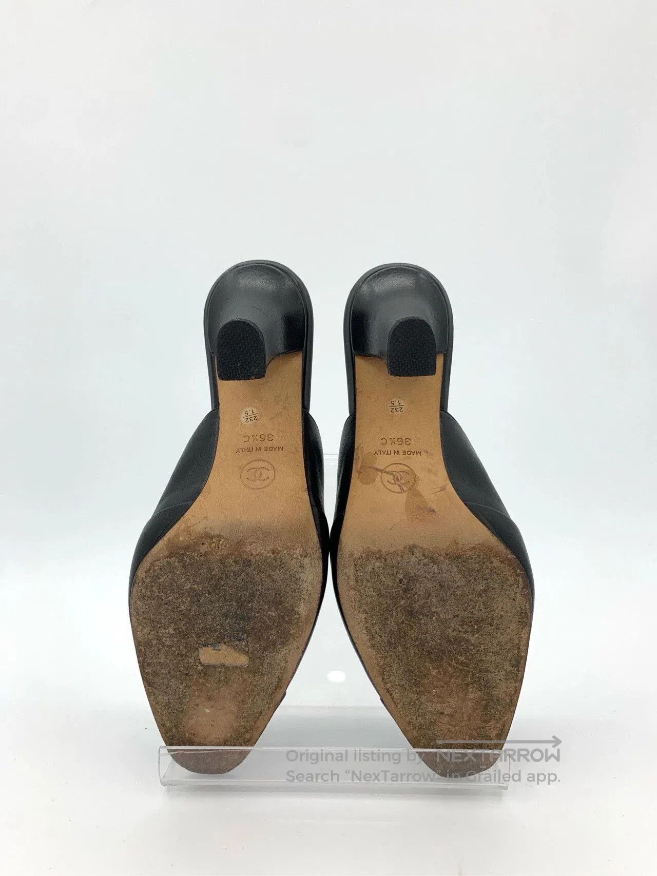 Chanel Chanel Black Leather CC Mule Heels. Size US 6.5 / EU 39-40 - 5 Thumbnail