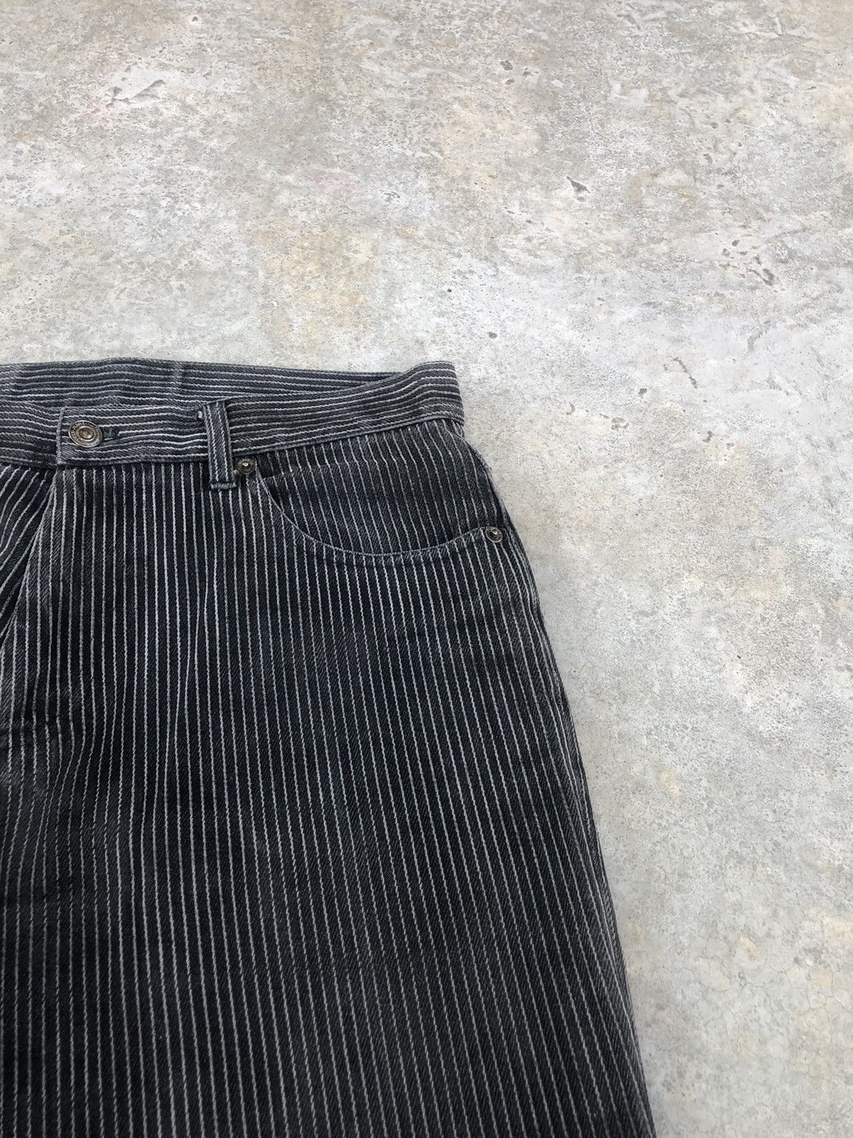Tornado Mart Japanese Studio Sho Flared Jeans Hickory Stripe Distressed Size US 31 - 15 Thumbnail