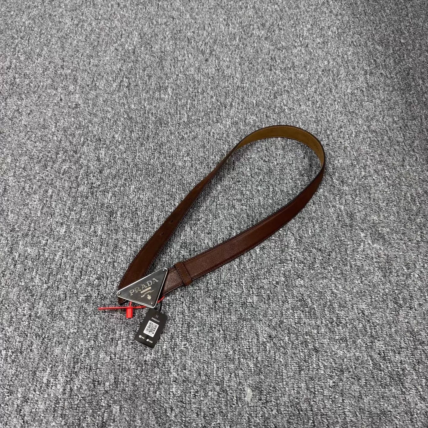 Prada Prada Triangle Logo Brown Belt 99 New 75/30 Size ONE SIZE - 3 Thumbnail