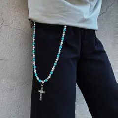 Jewelry Turquoise Beaded Wallet Chain, Pants Chain Size ONE SIZE - 4 Thumbnail