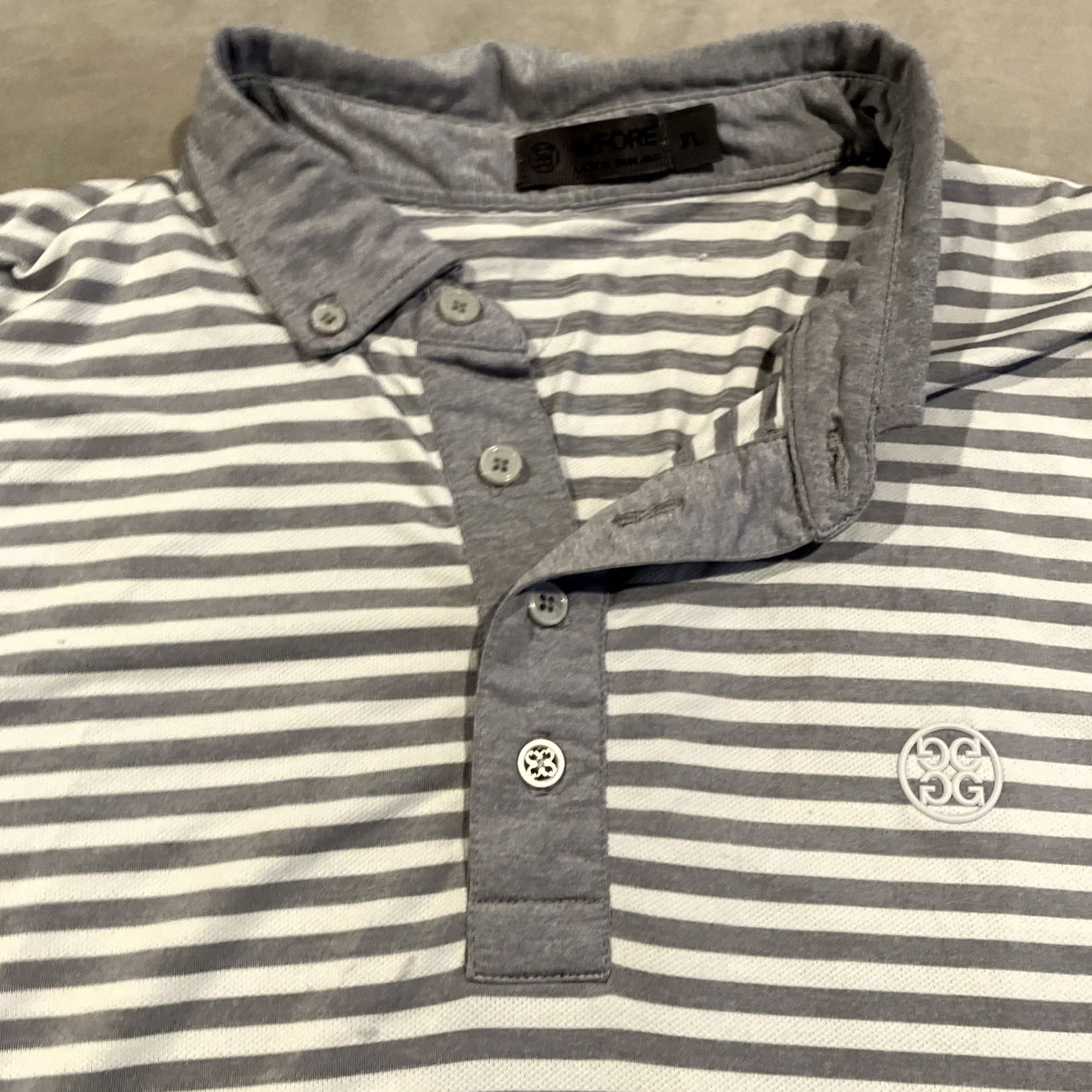 G/FORE G/Fore Polo Shirt Men XL Gray Striped Button-Down Golf Polo Sports Logo Breathable Stretch Short Sleeve Size US XL / EU 56 / 4 - 5 Thumbnail