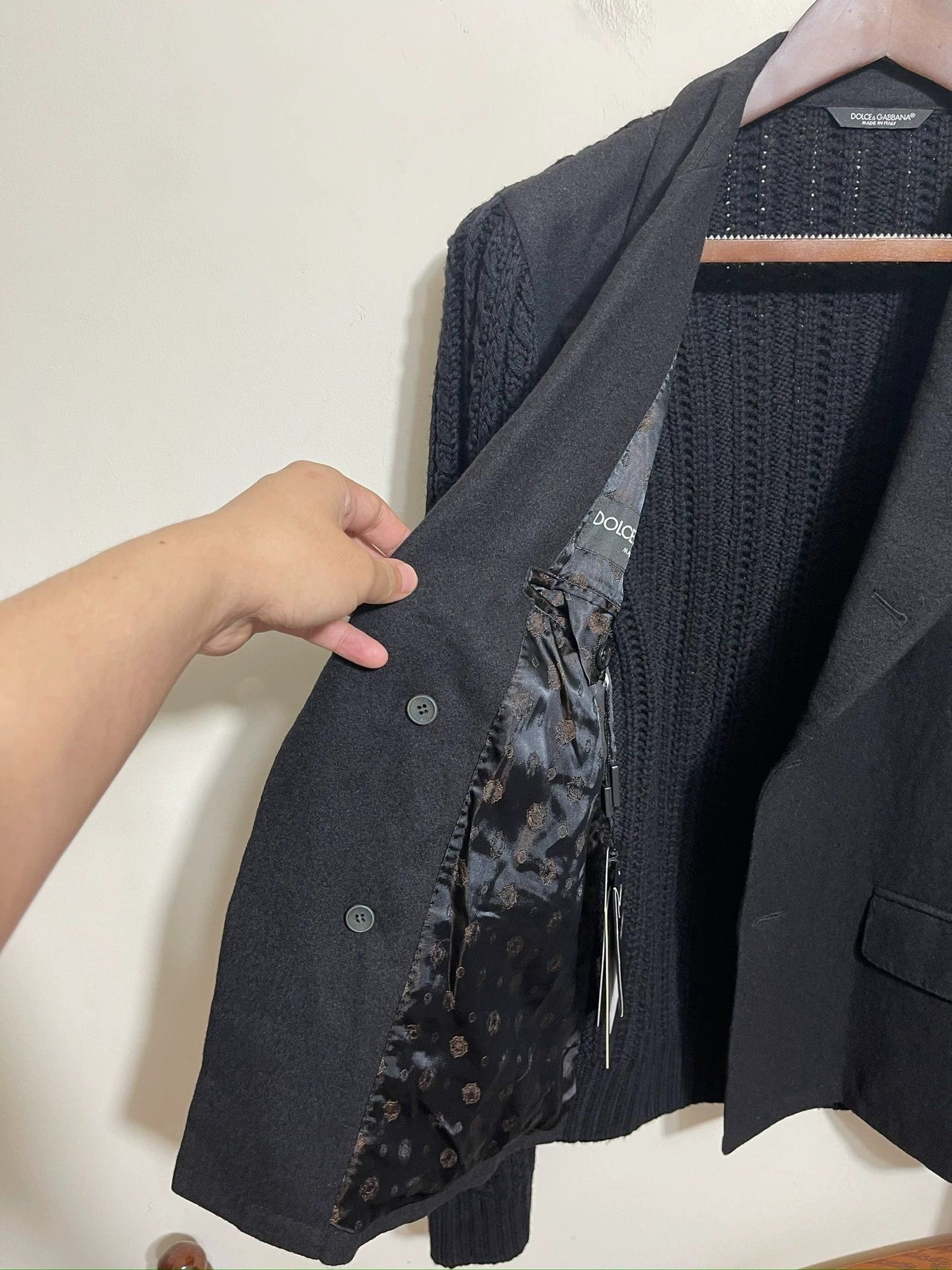 Dolce & Gabbana Black Blazer-Style Jacket with Knit Sleeves, Size L Size US XXS / EU 40 - 6 Thumbnail