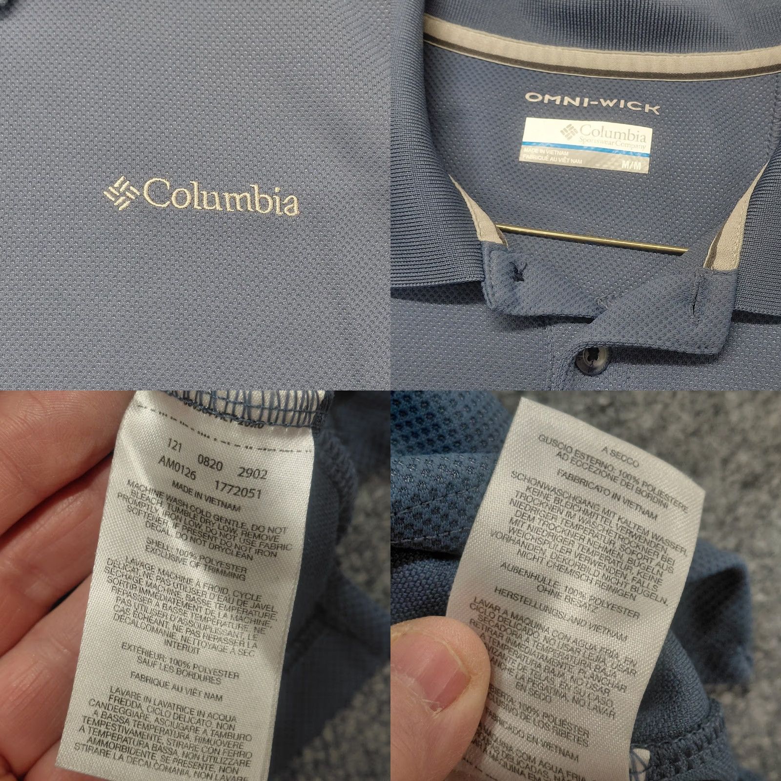 Vintage Columbia Omni-Wick Polo Shirt Men Medium Slate Blue Short Sleeve Hiking Fishing Size US M / EU 48-50 / 2 - 9 Thumbnail