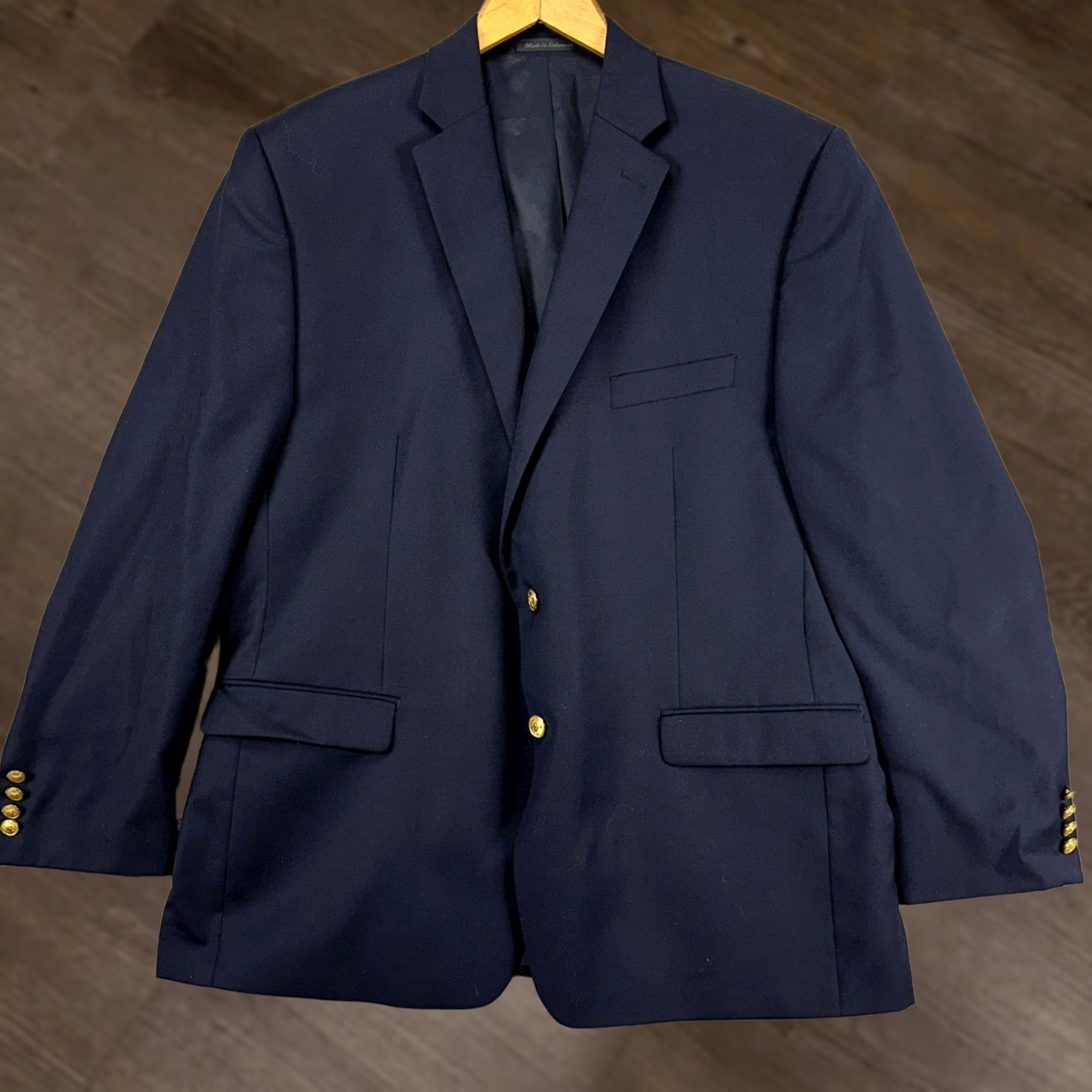 Ralph Lauren Lauren Ralph Lauren Mens Blazer Sport Coat 46R Navy Notch Lapel Two-Button Wool Solid Standard Fit Formal Office Jacket Size 46R - 1 Thumbnail
