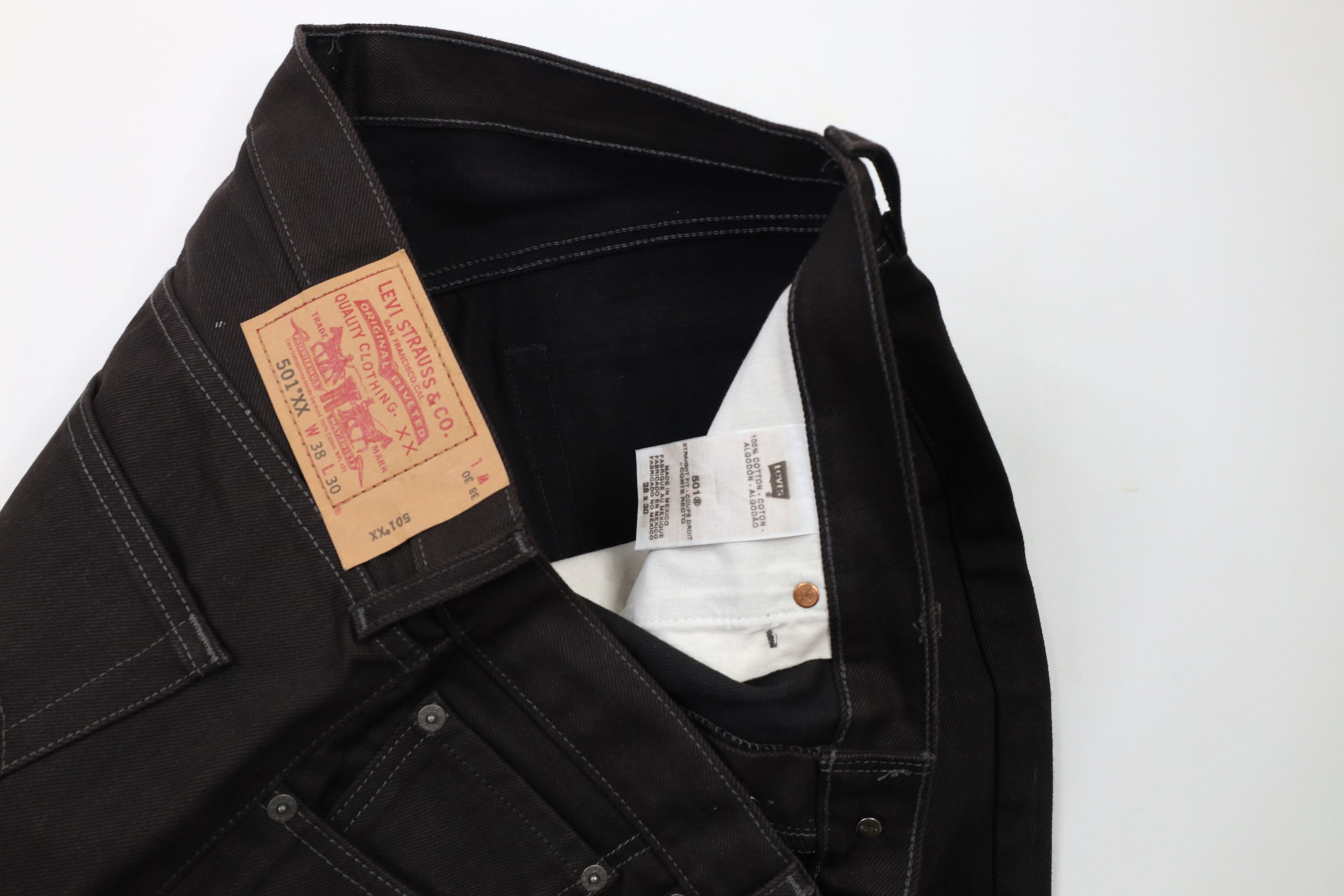 Levi's × Vintage Y2K Levis 501xx Fly Original Fit Denim Jeans Dark Brown Size US 38 / EU 54 - 6 Thumbnail